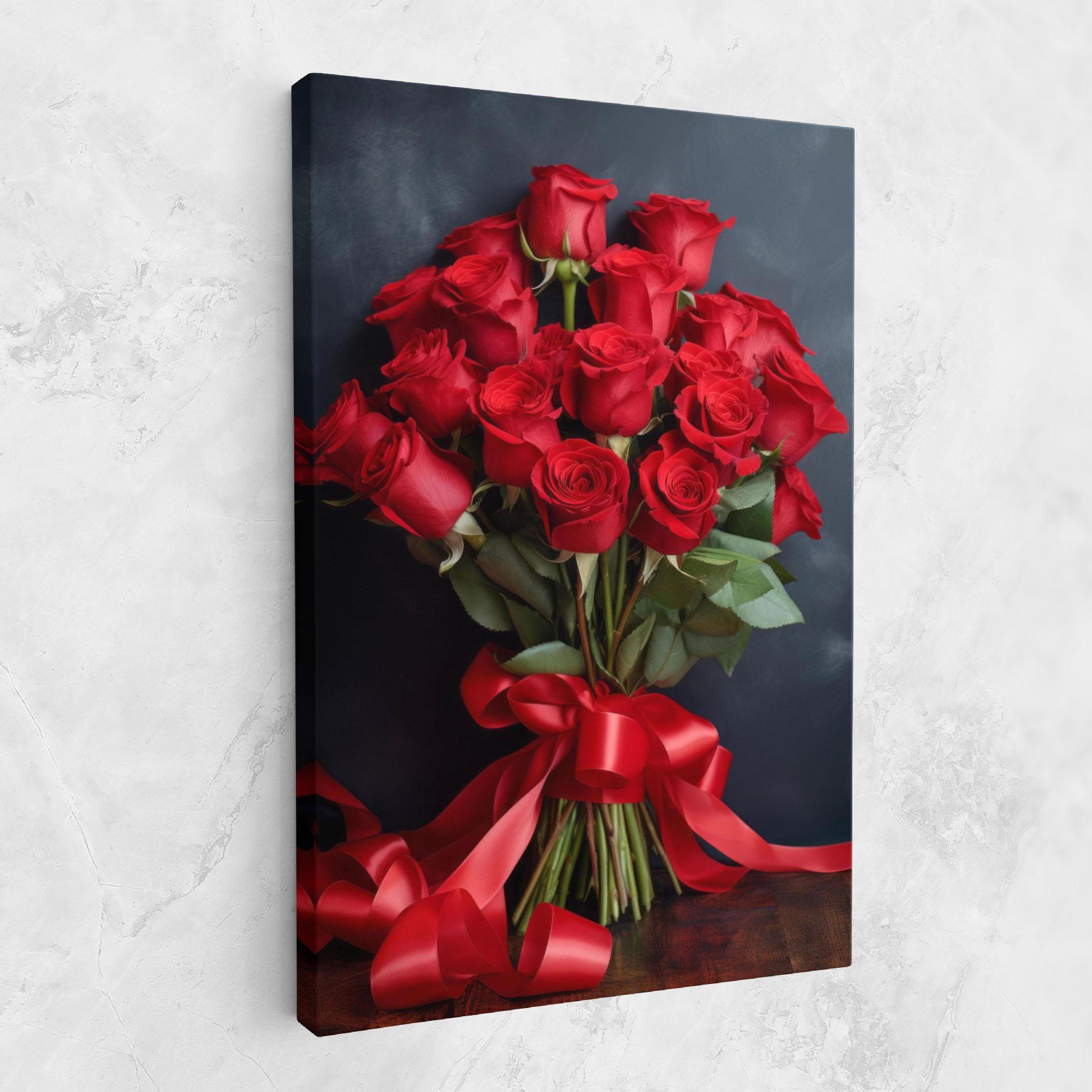 Vászonkép Beautiful Red Roses Bouquet mockup 1