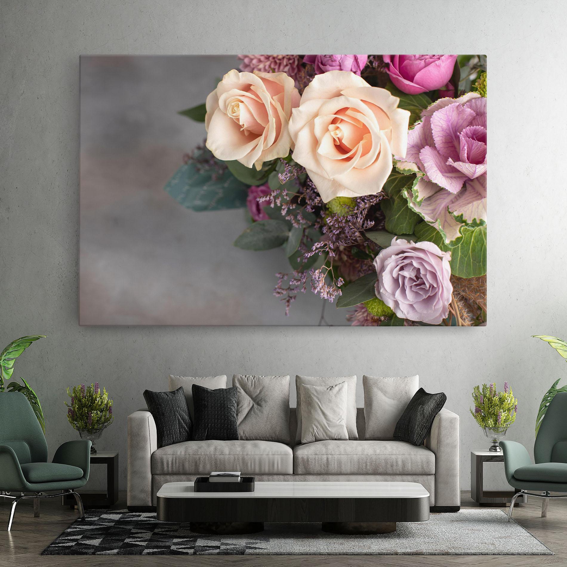 Vászonkép Cream Purple Bouquet mockup 7