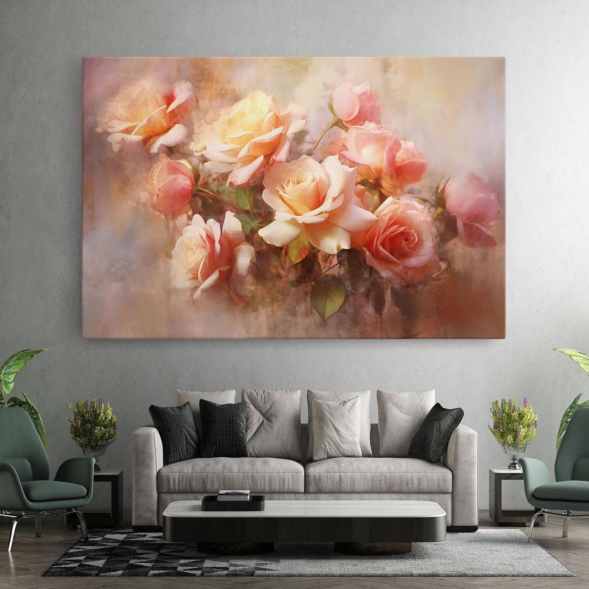 Vászonkép Roses Bouquet Painting mockup 7