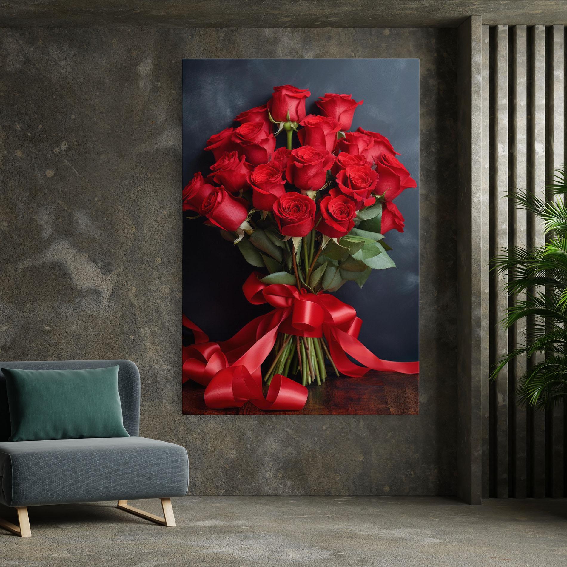Vászonkép Beautiful Red Roses Bouquet mockup 7