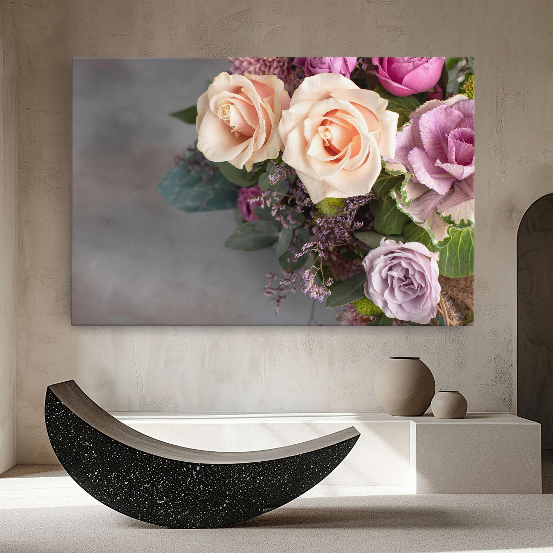 Vászonkép Cream Purple Bouquet mockup 8