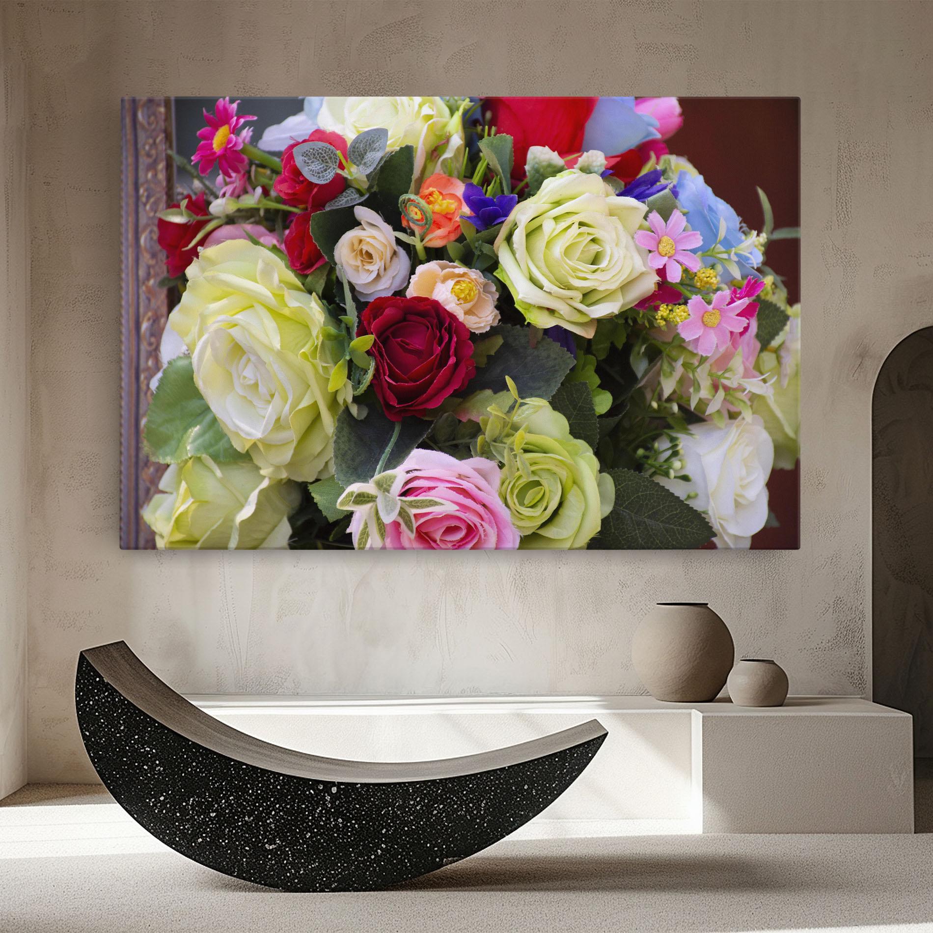 Vászonkép Mixed Roses Bouquet mockup 8