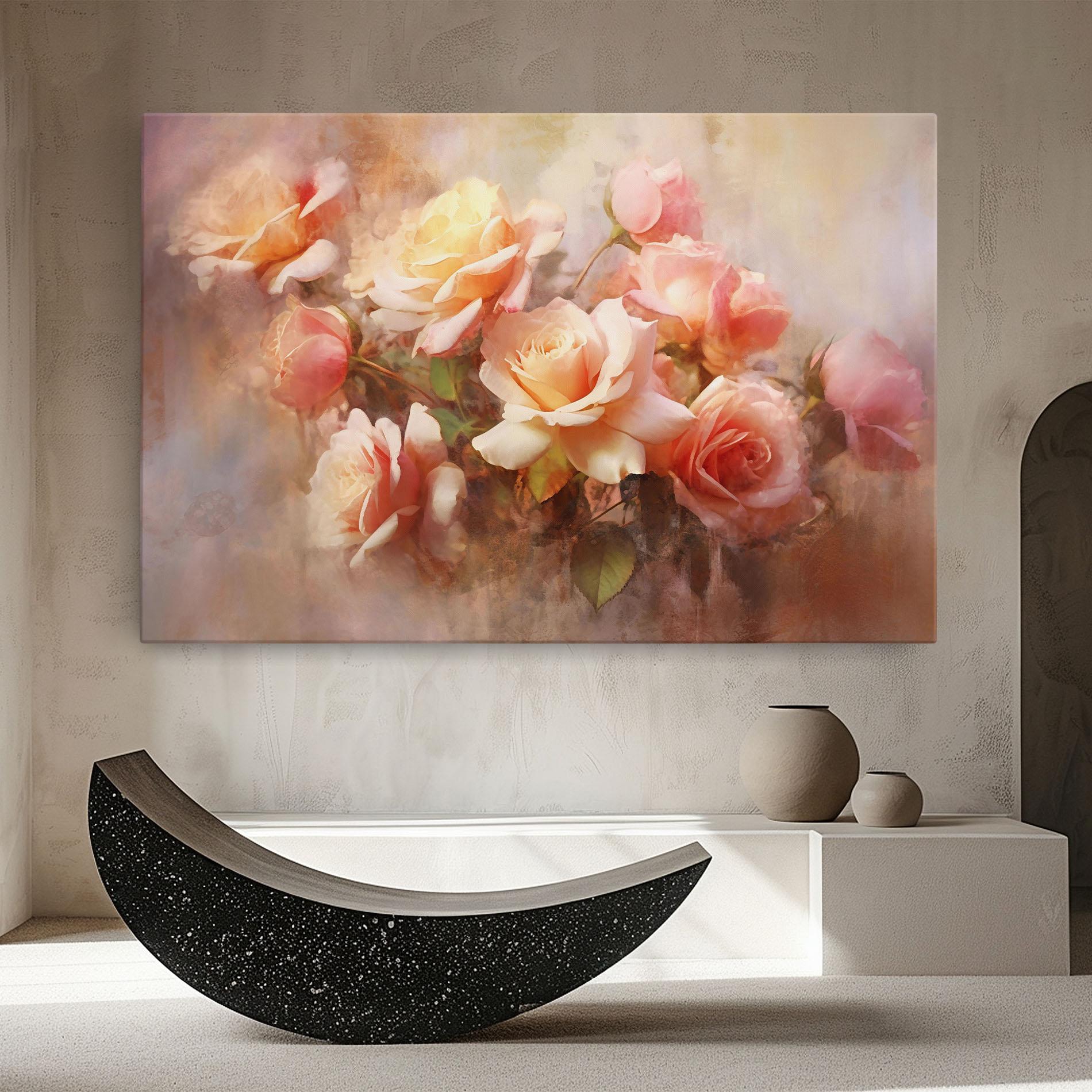 Vászonkép Roses Bouquet Painting mockup 8