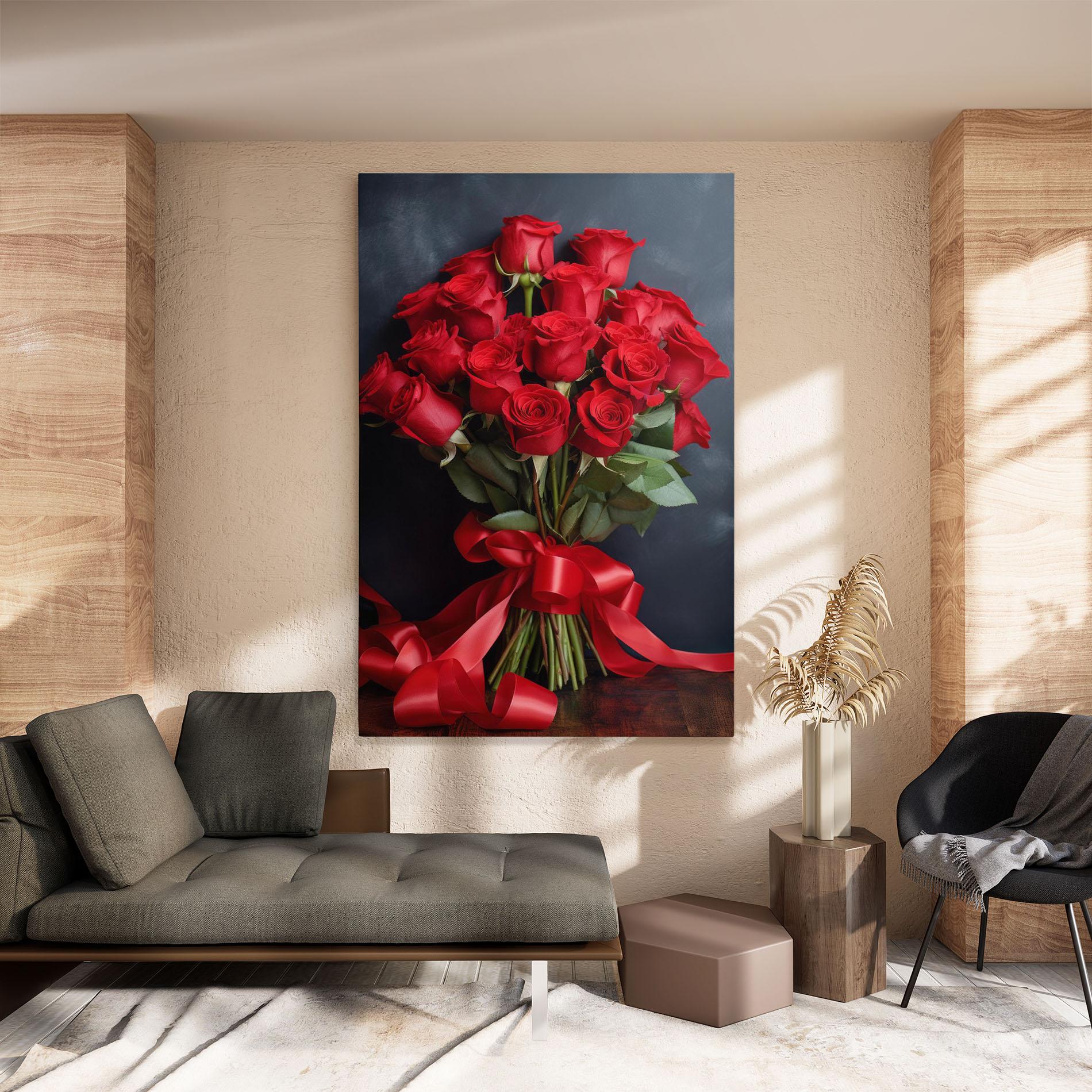 Vászonkép Beautiful Red Roses Bouquet mockup 8