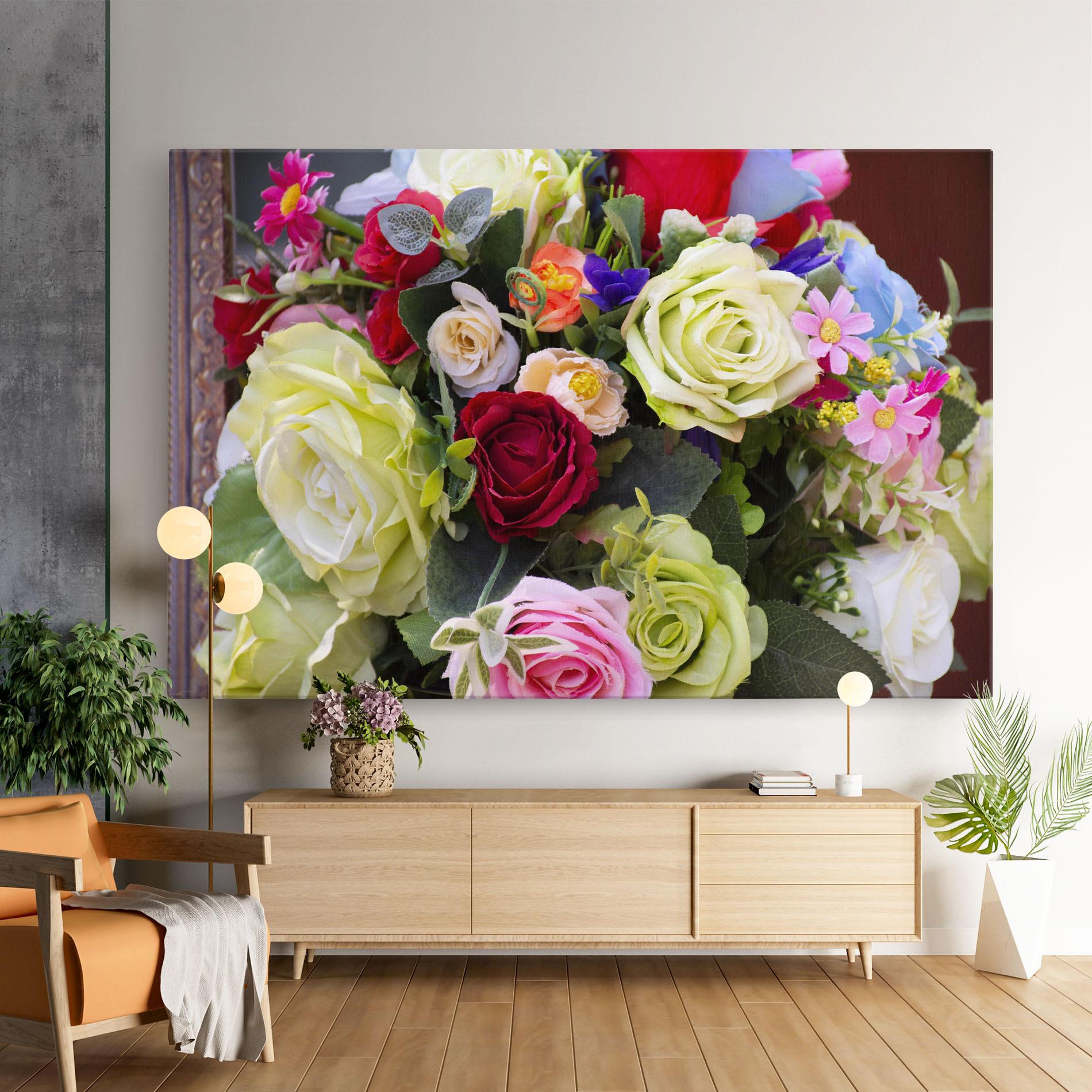 Vászonkép Mixed Roses Bouquet mockup 9