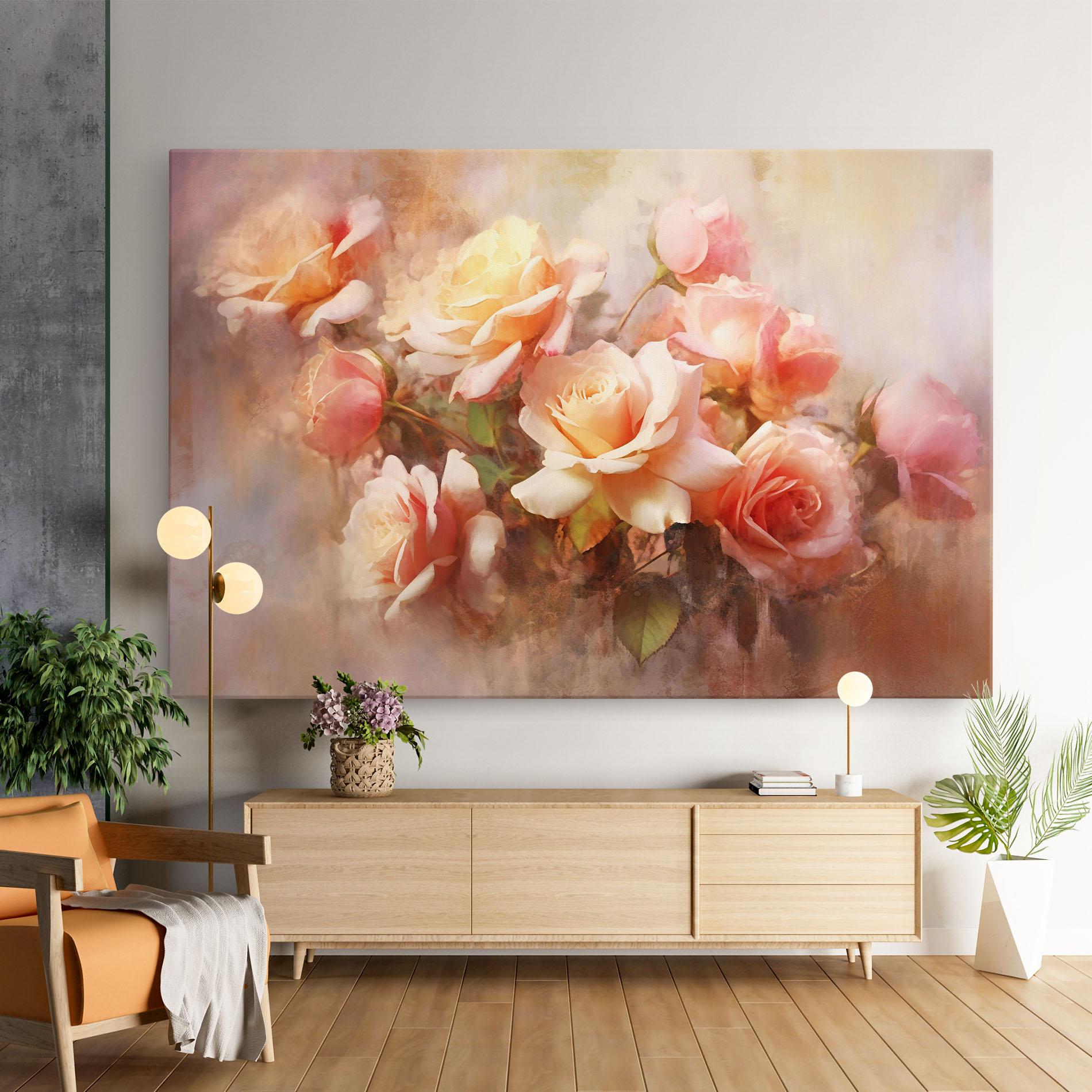 Vászonkép Roses Bouquet Painting mockup 9