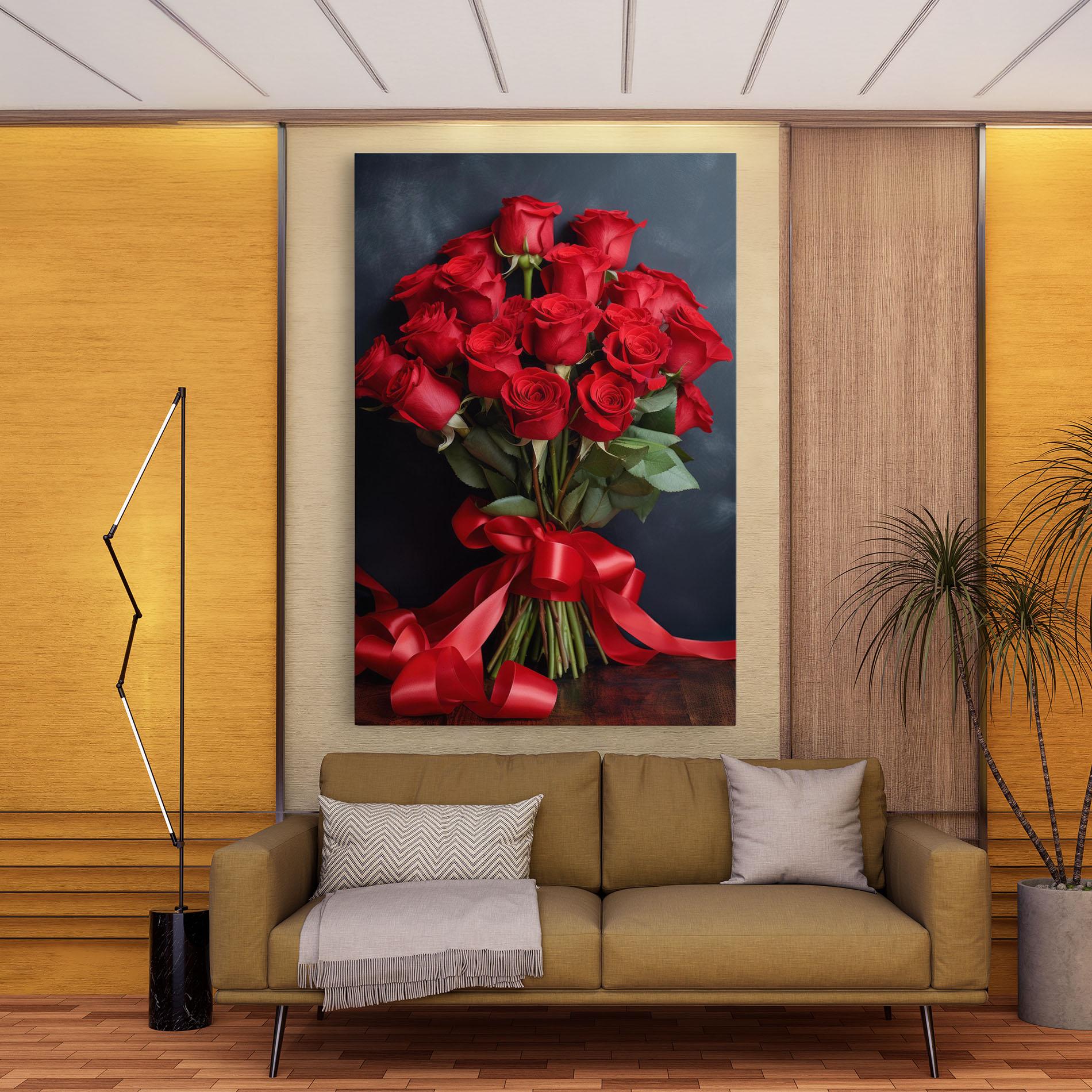 Vászonkép Beautiful Red Roses Bouquet mockup 9