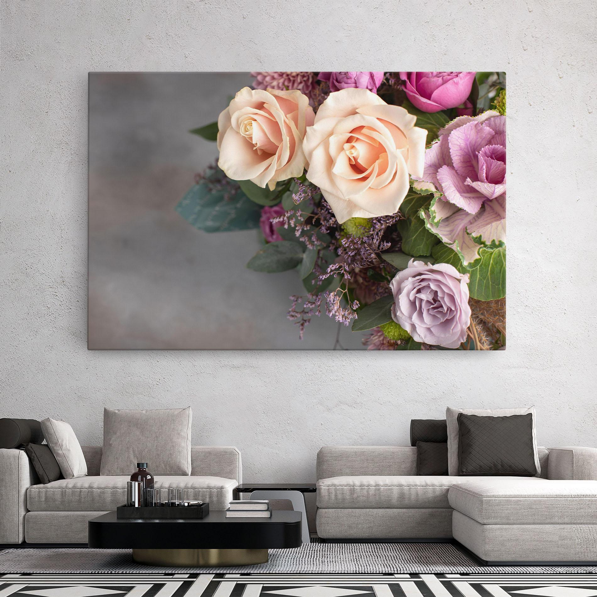 Vászonkép Cream Purple Bouquet mockup 2