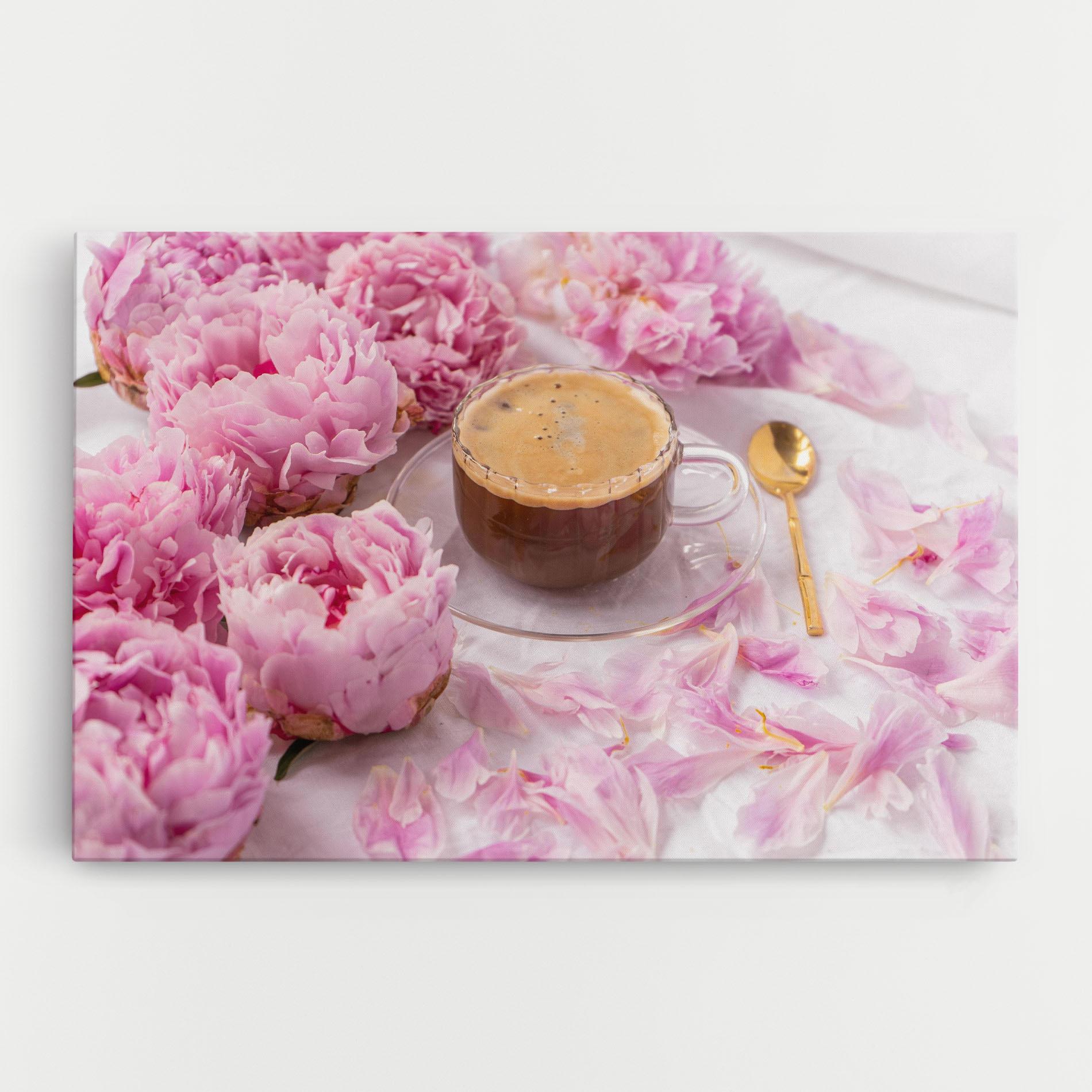 Vászonkép Peony And Coffee mockup 0