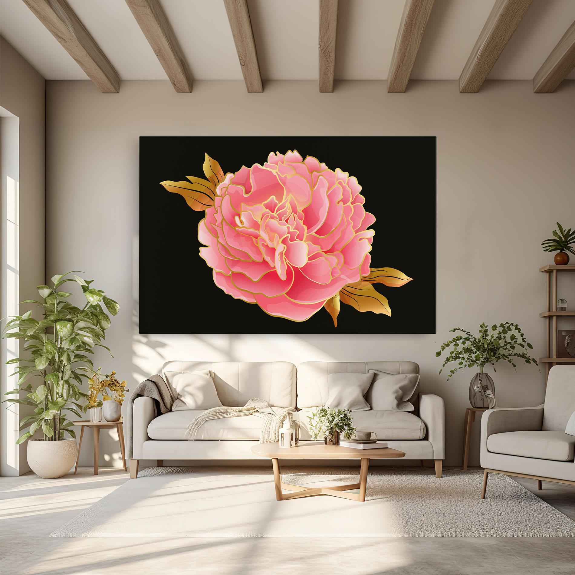 Vászonkép Gold Pinkk Peony mockup 6