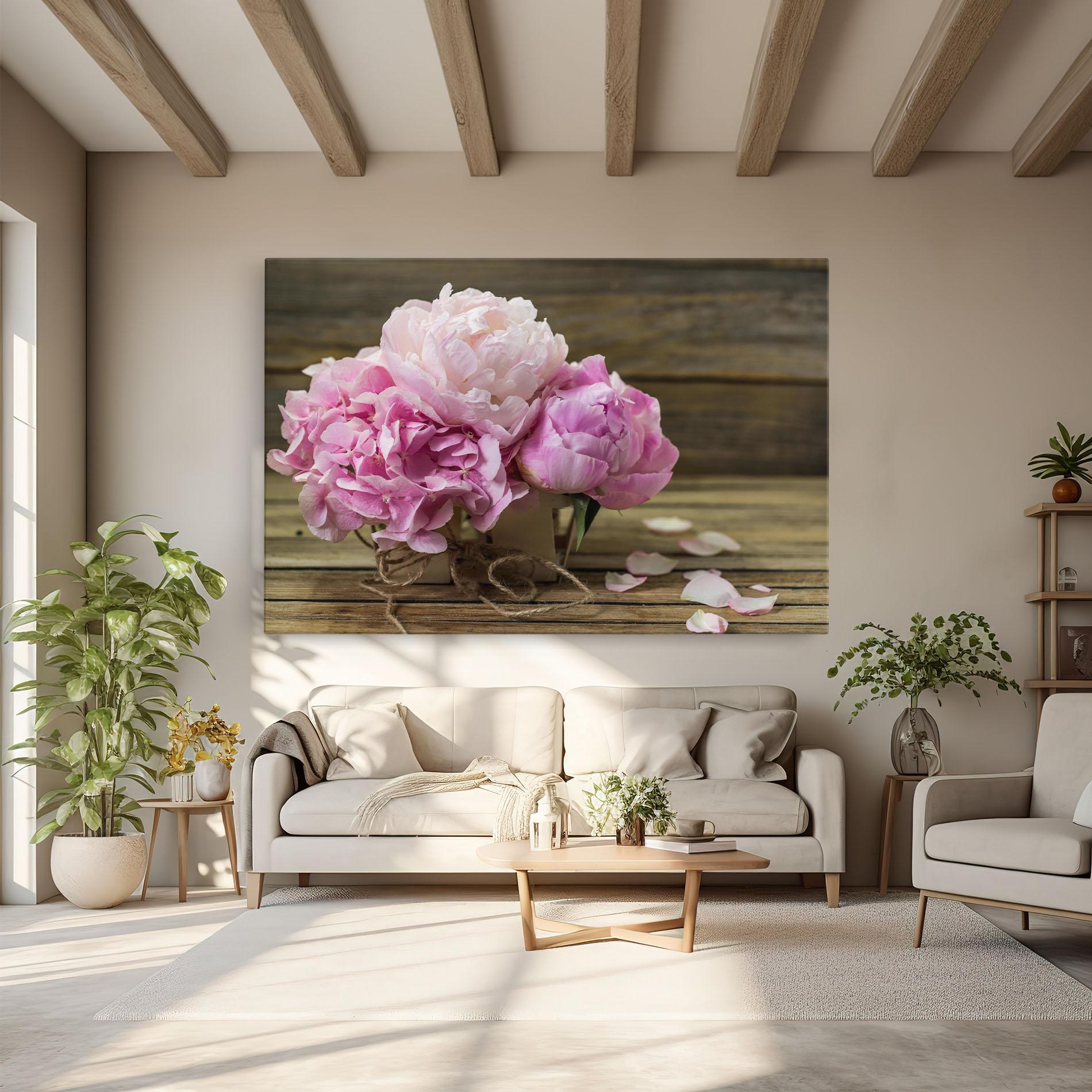 Vászonkép Peony On Table mockup 6