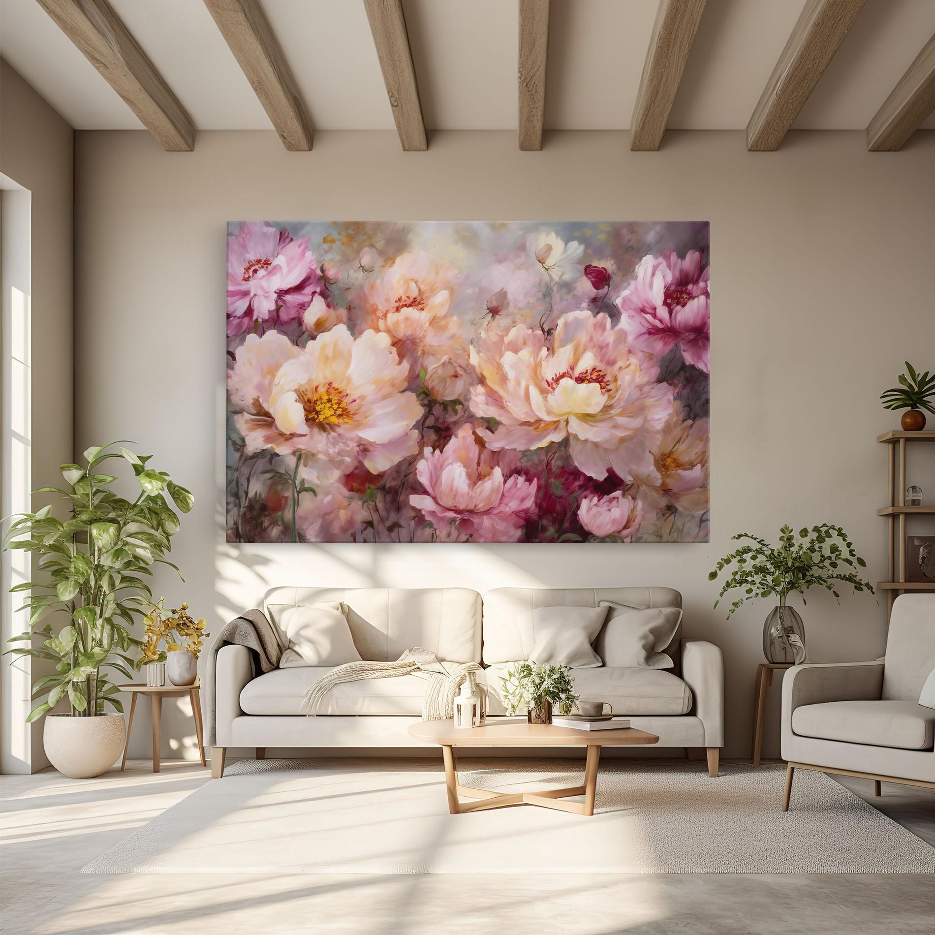 Vászonkép Peony Painting Art mockup 6