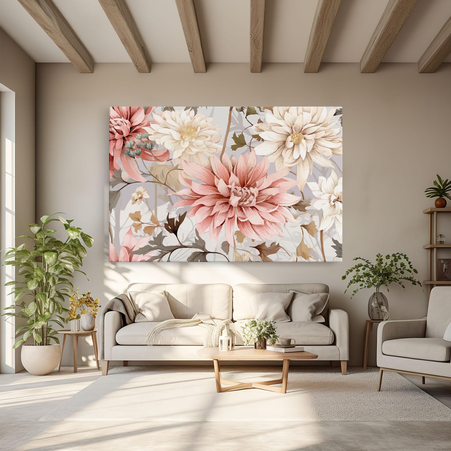 Vászonkép Pink Cream Open Peony mockup 6