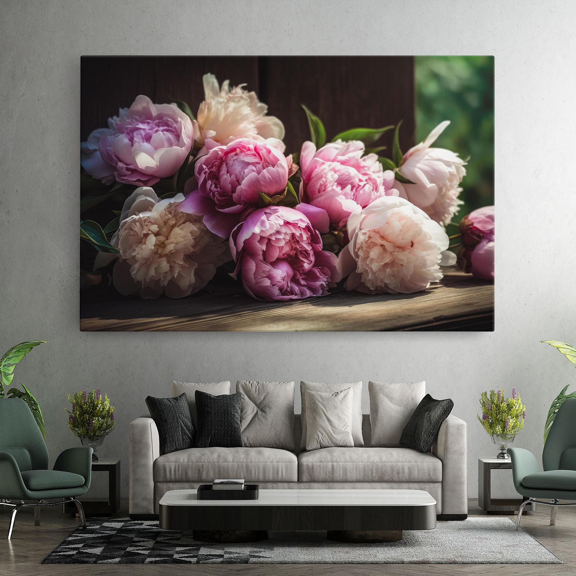 Vászonkép Peonies On The Table mockup 7