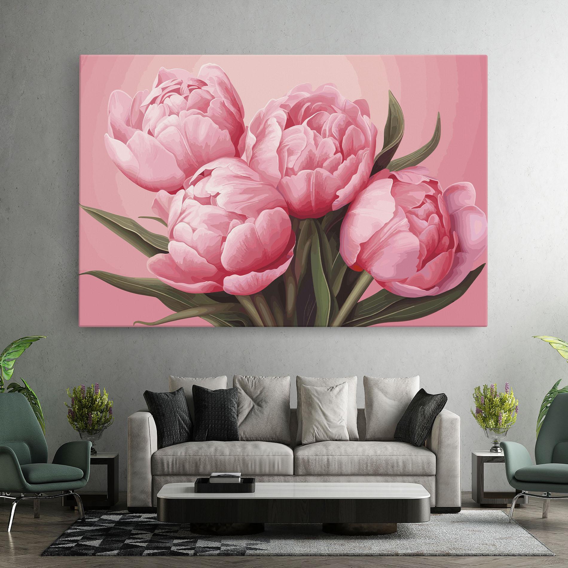 Vászonkép Peony On Pink mockup 7