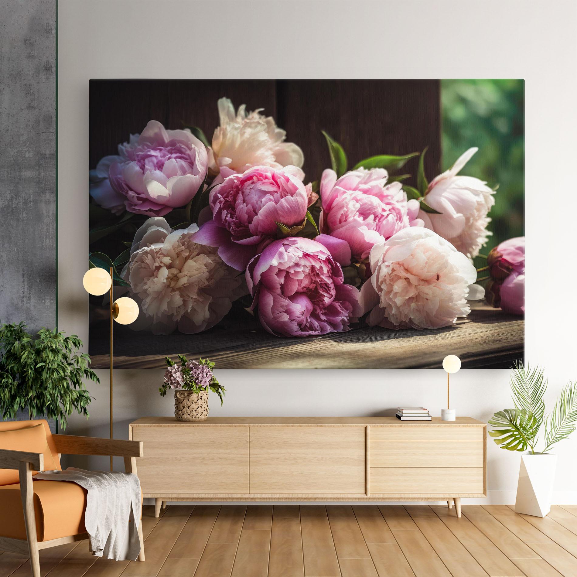 Vászonkép Peonies On The Table mockup 9