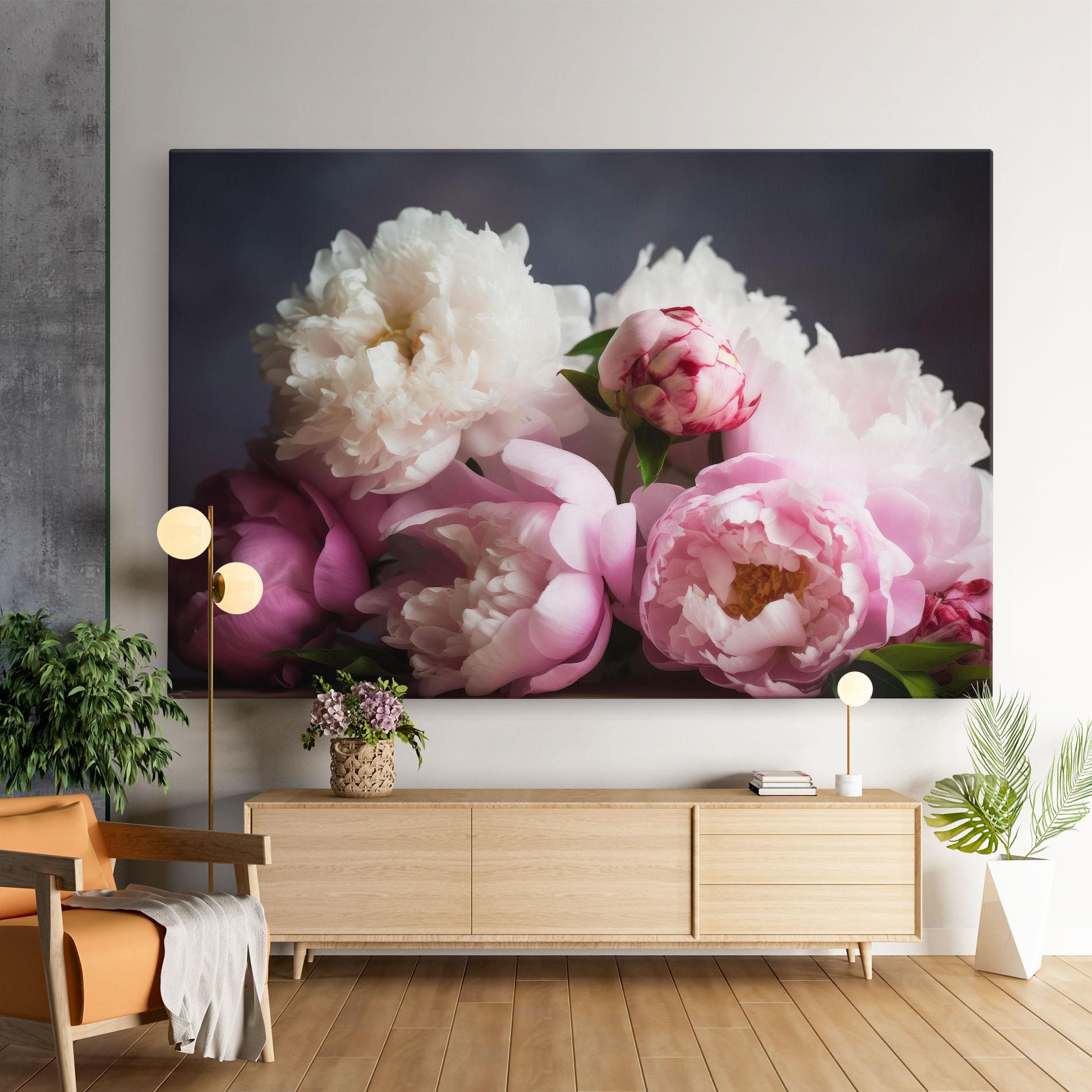 Vászonkép Peonies With Grey mockup 9