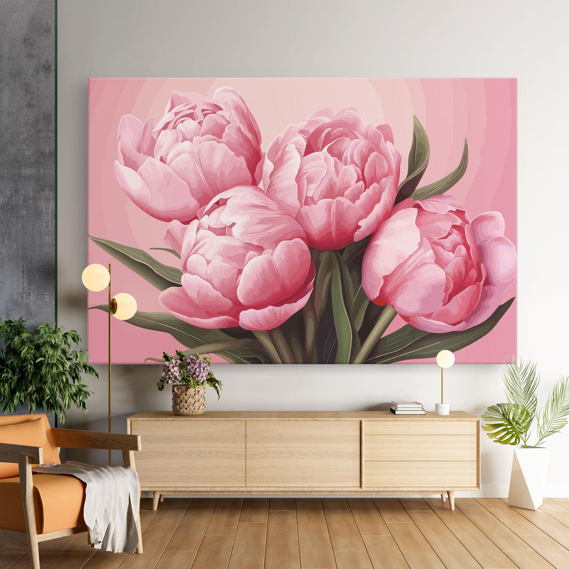 Vászonkép Peony On Pink mockup 9