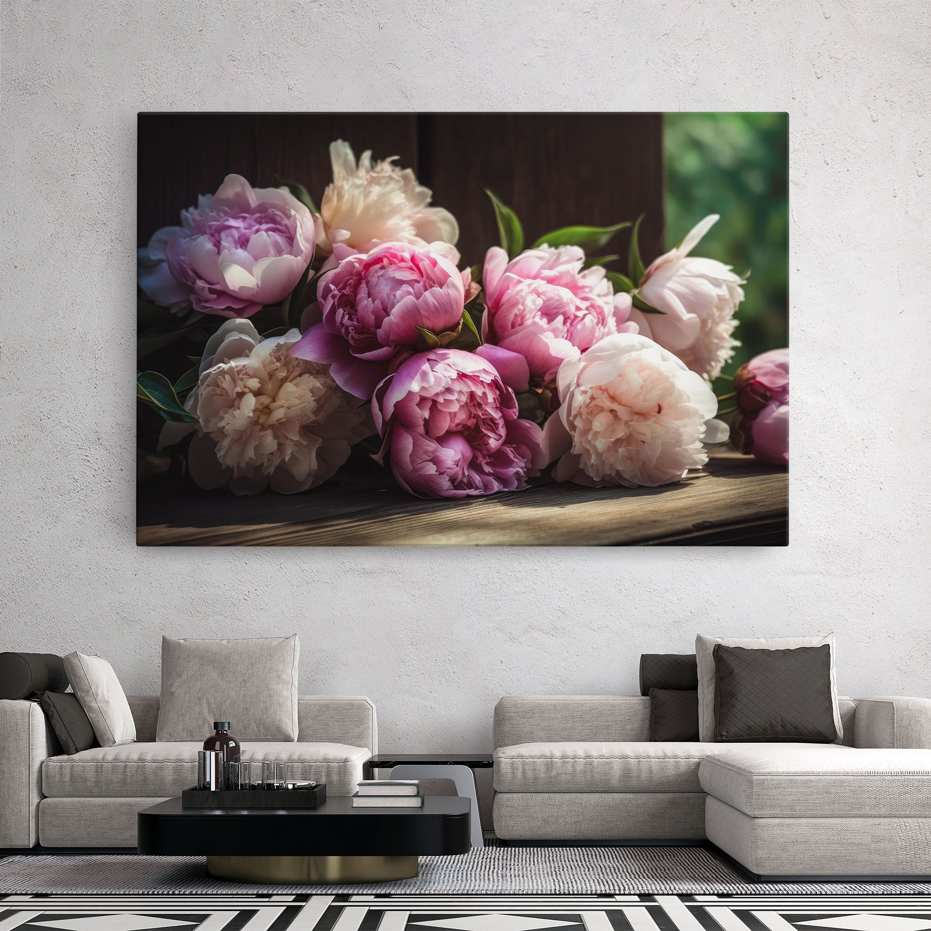 Peonies On The Table mockup 2