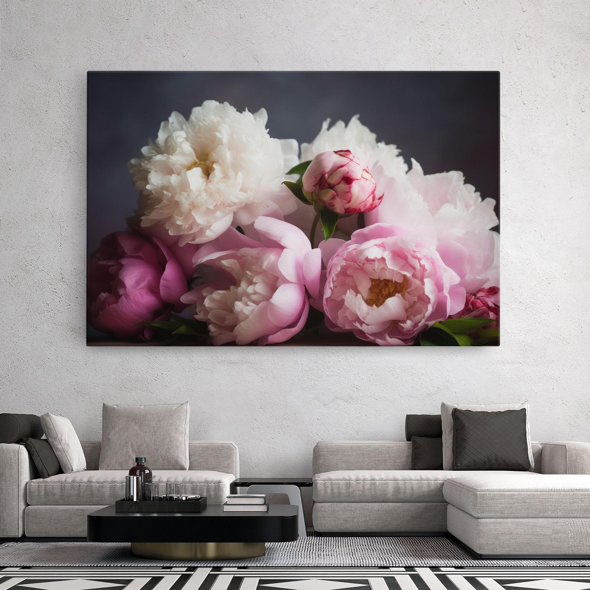 Vászonkép Peonies With Grey mockup 2