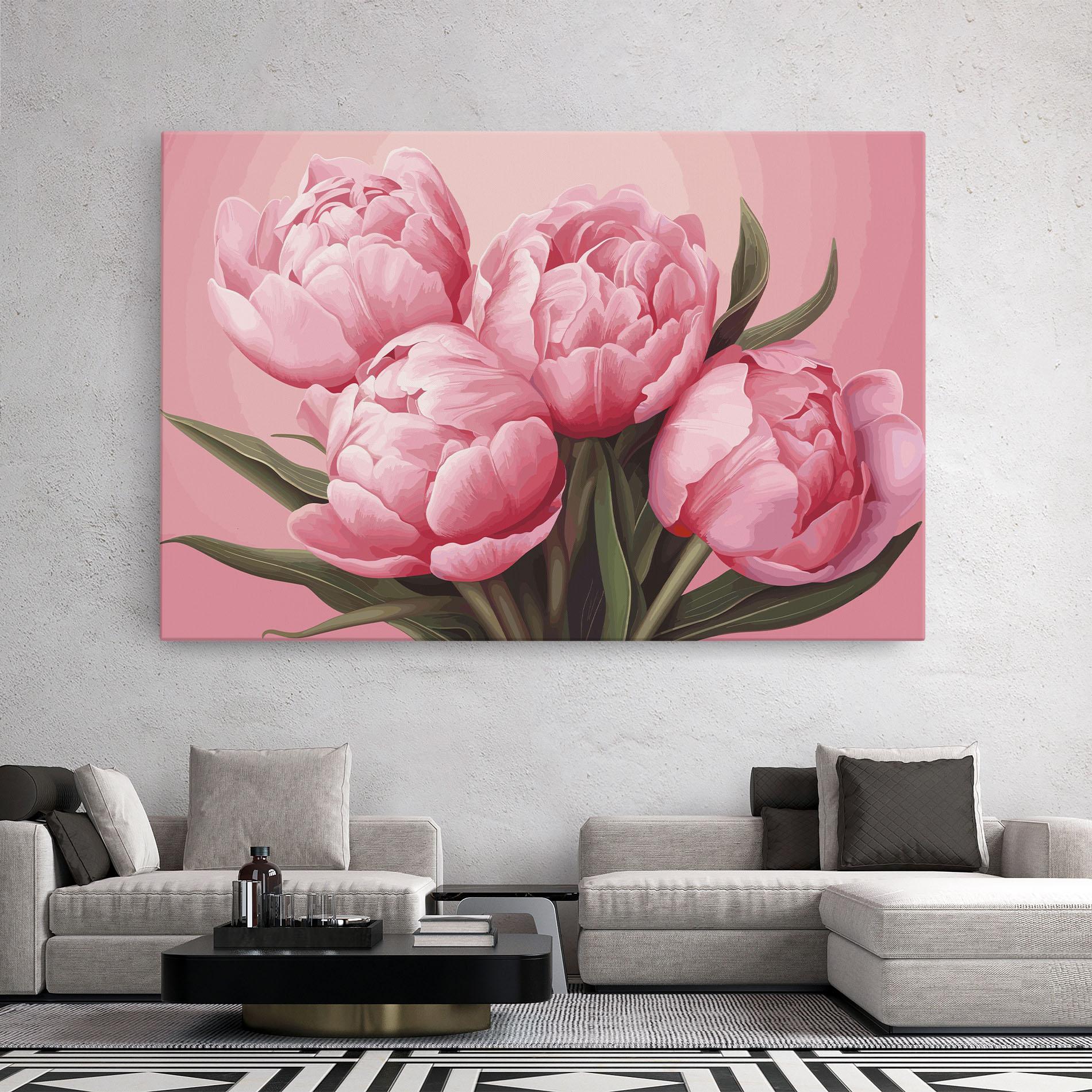 Vászonkép Peony On Pink mockup 2
