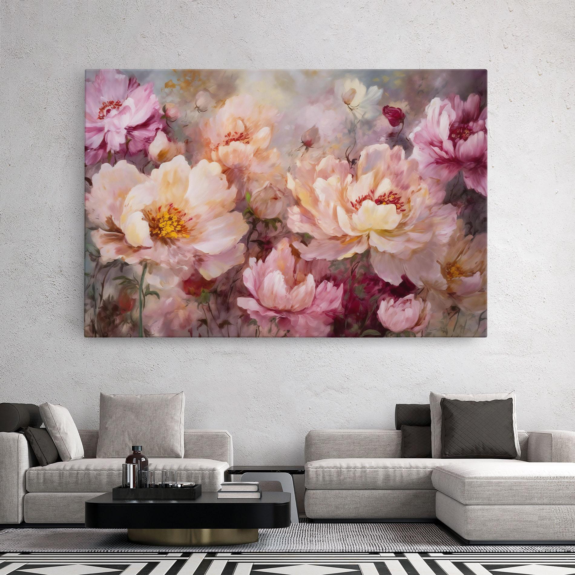 Vászonkép Peony Painting Art mockup 2