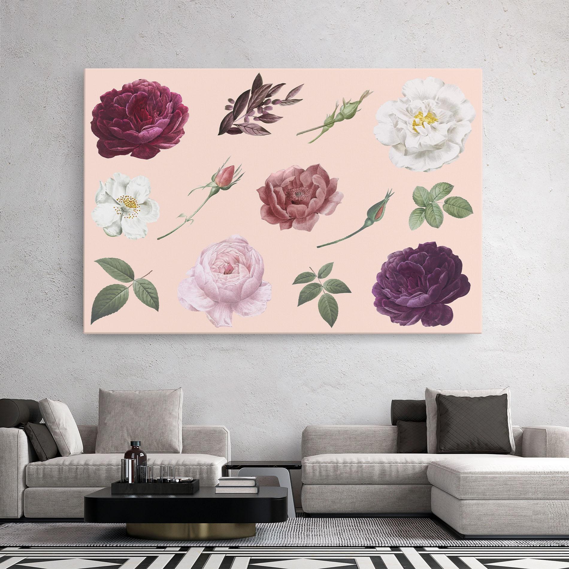 Vászonkép Rose And Peony mockup 2