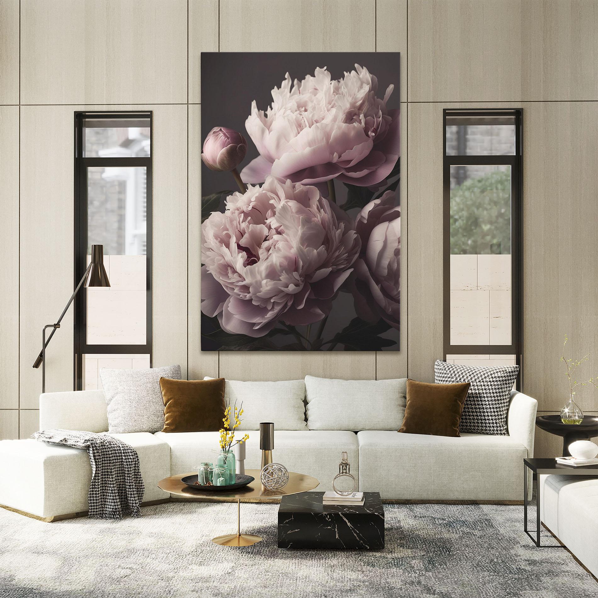Vászonkép Grey Pastel Pink Peony mockup 2