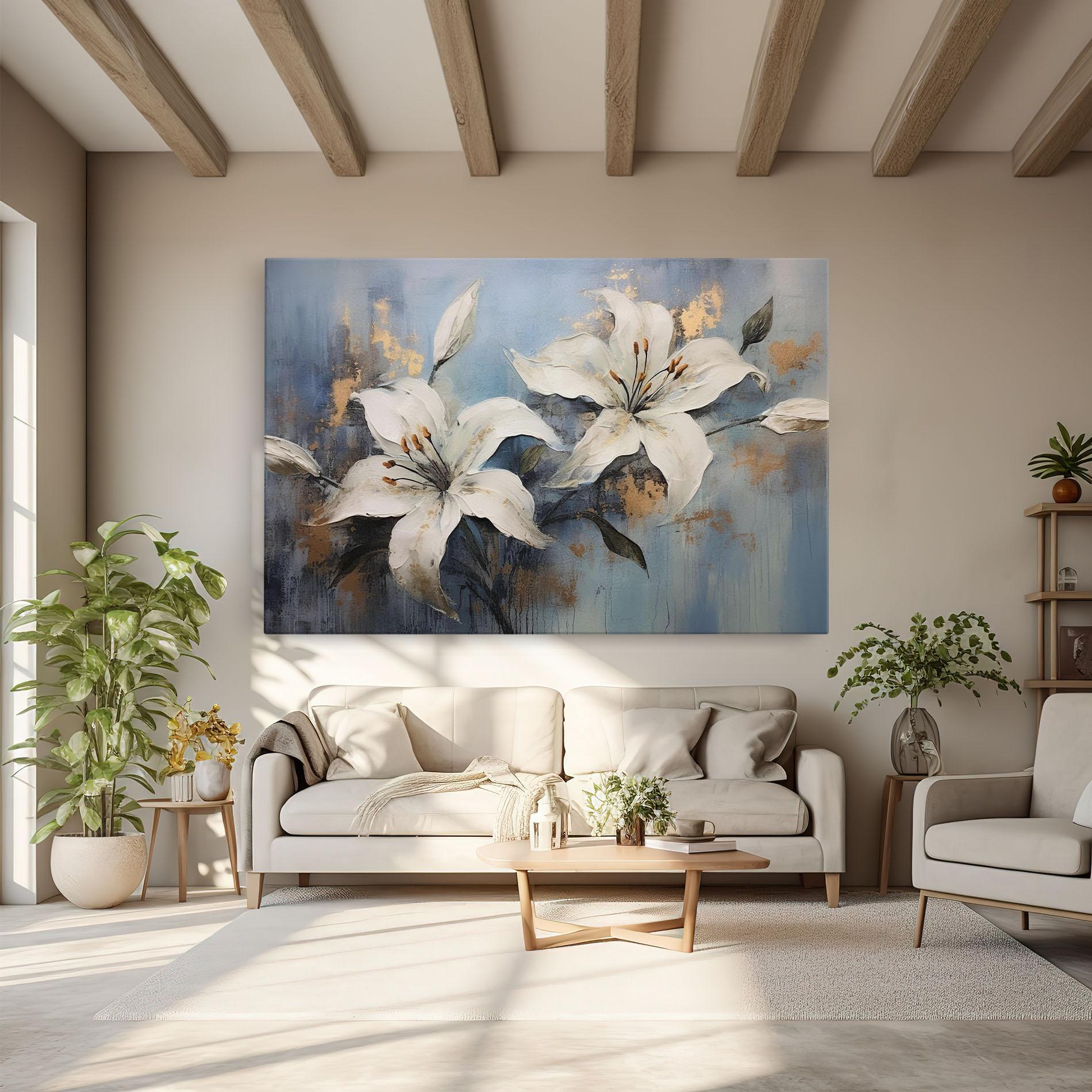 Vászonkép Gold Lily Painting mockup 6