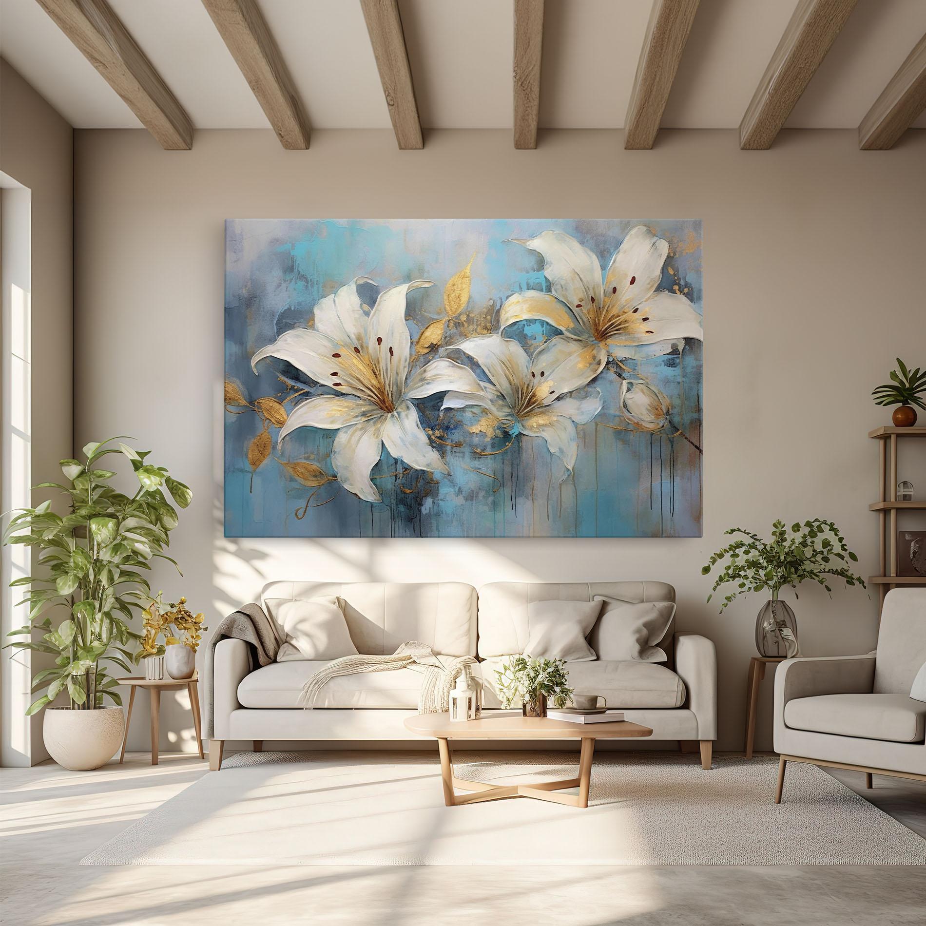 Vászonkép Lily With Gold Painting mockup 6