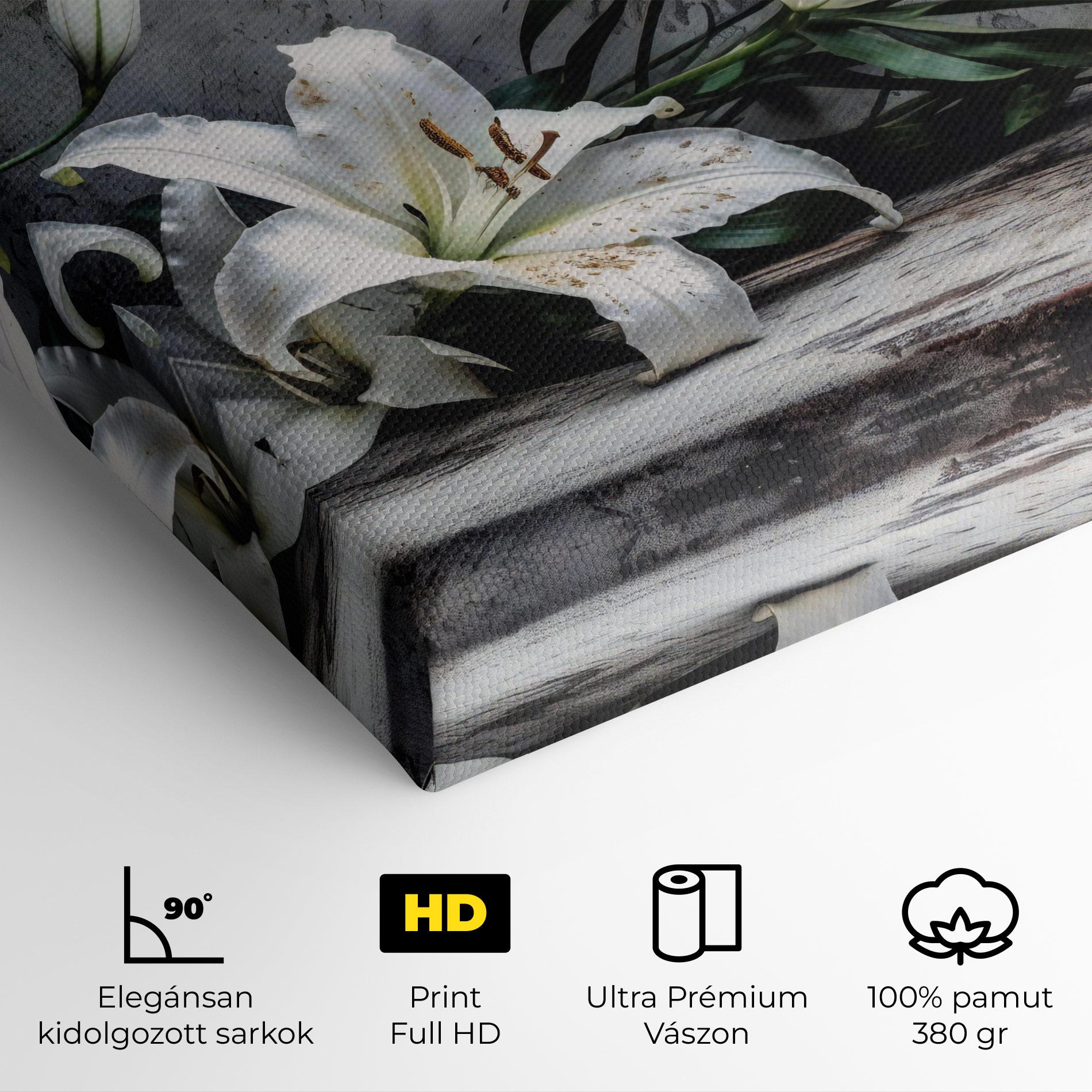 Vászonkép White Pretty Lily On Grey mockup 4