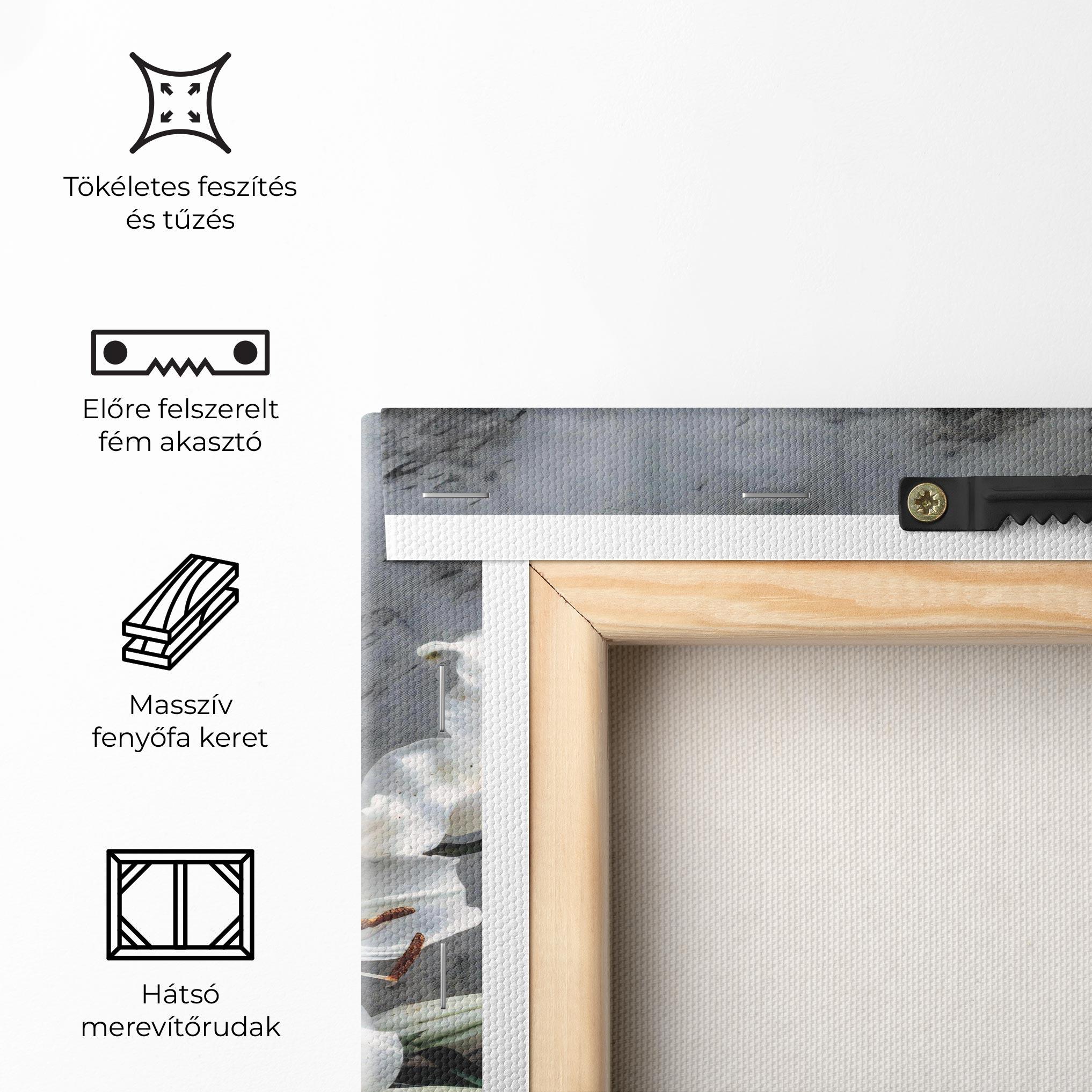 Vászonkép White Pretty Lily On Grey mockup 5