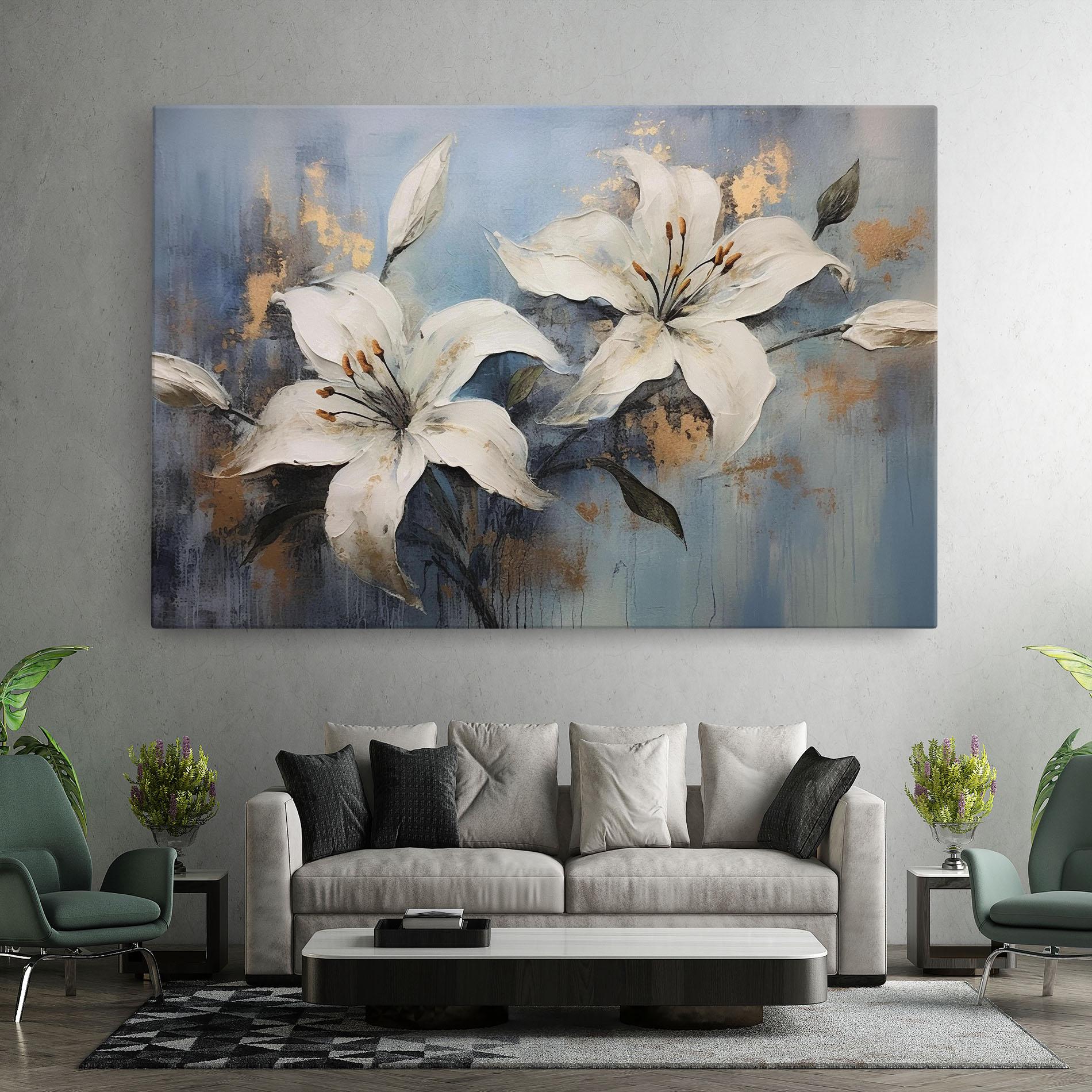 Vászonkép Gold Lily Painting mockup 7