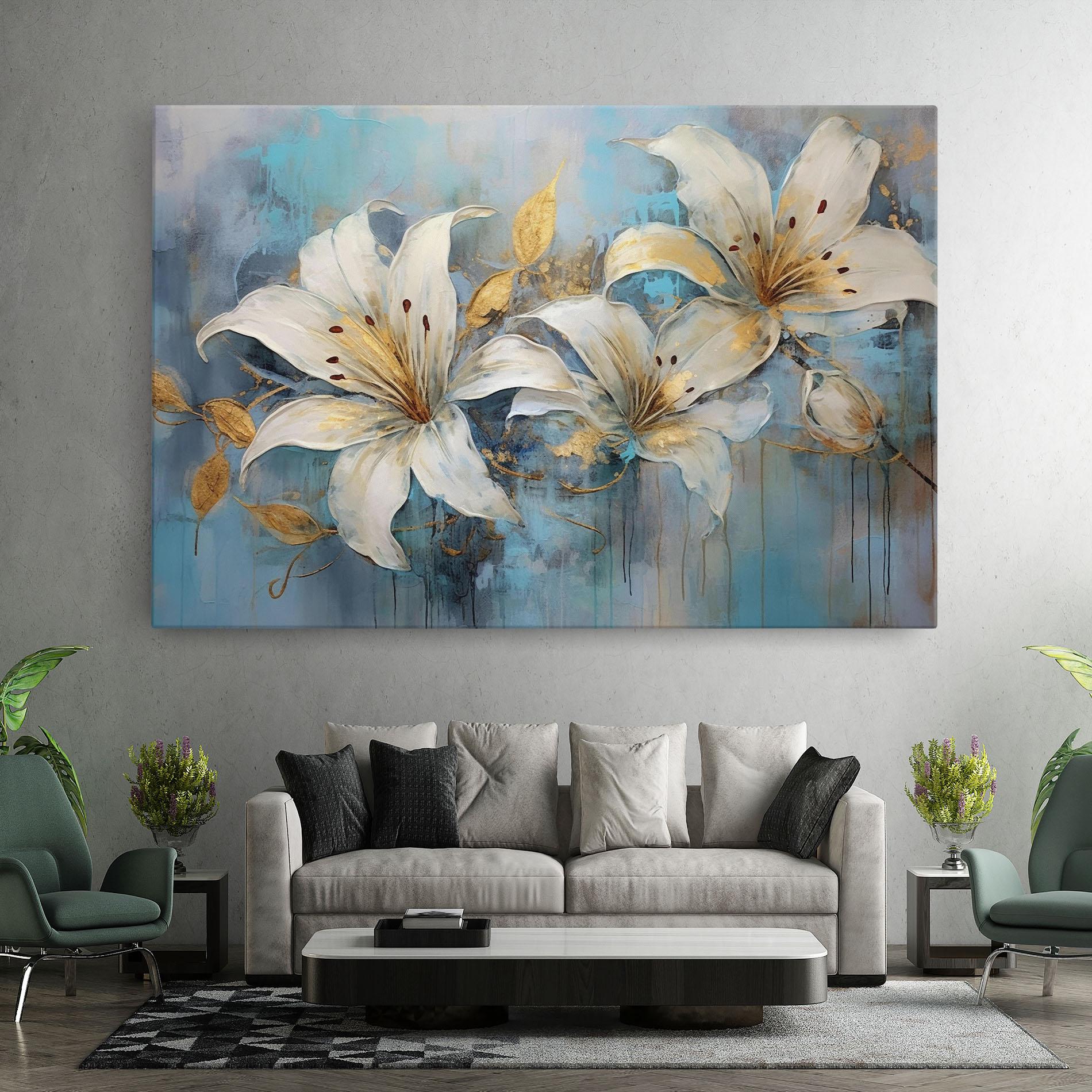 Vászonkép Lily With Gold Painting mockup 7
