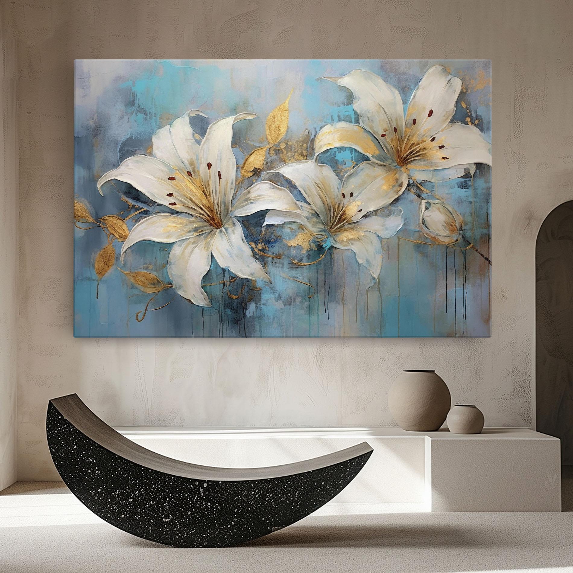 Vászonkép Lily With Gold Painting mockup 8