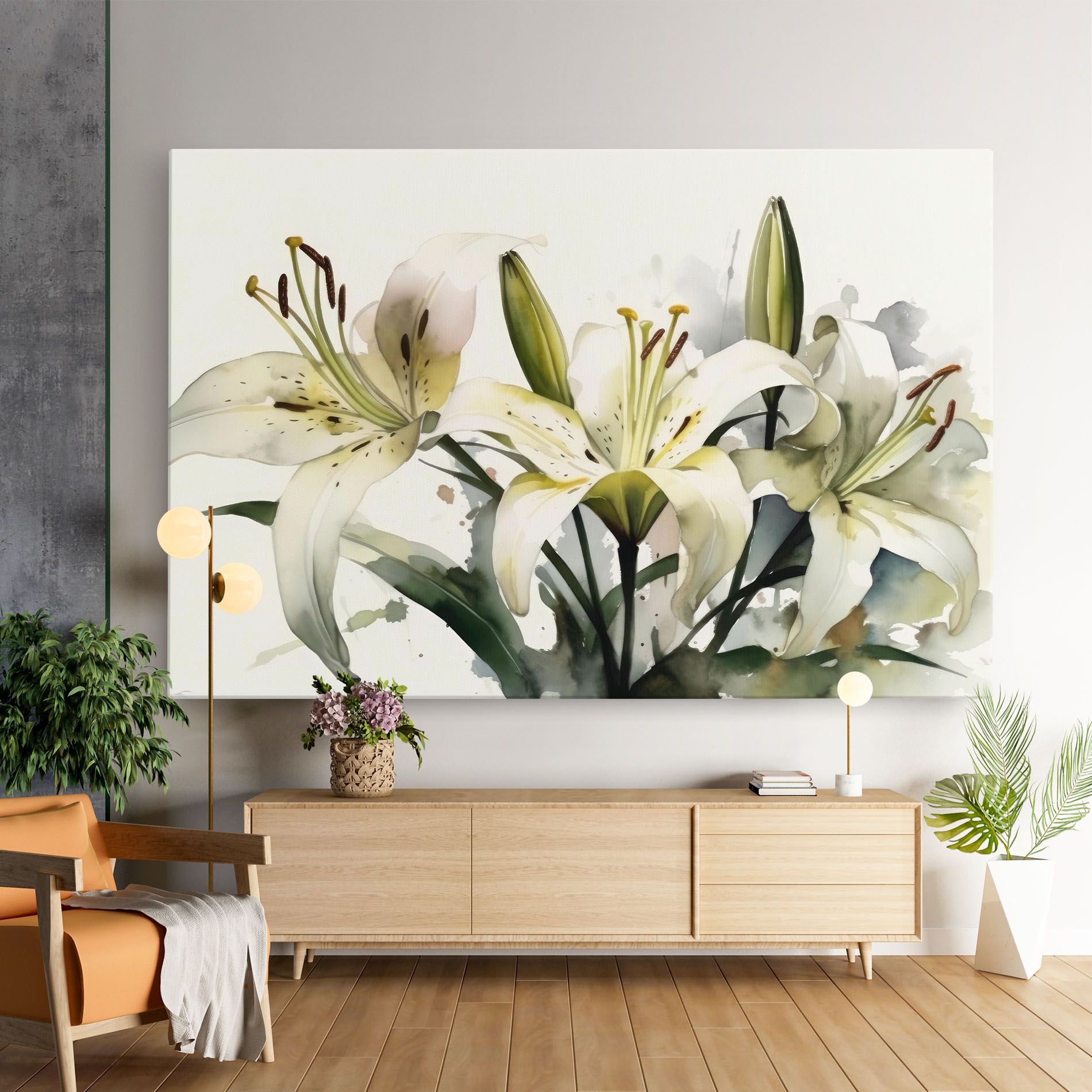 Cute White Lily Painting mockup 9