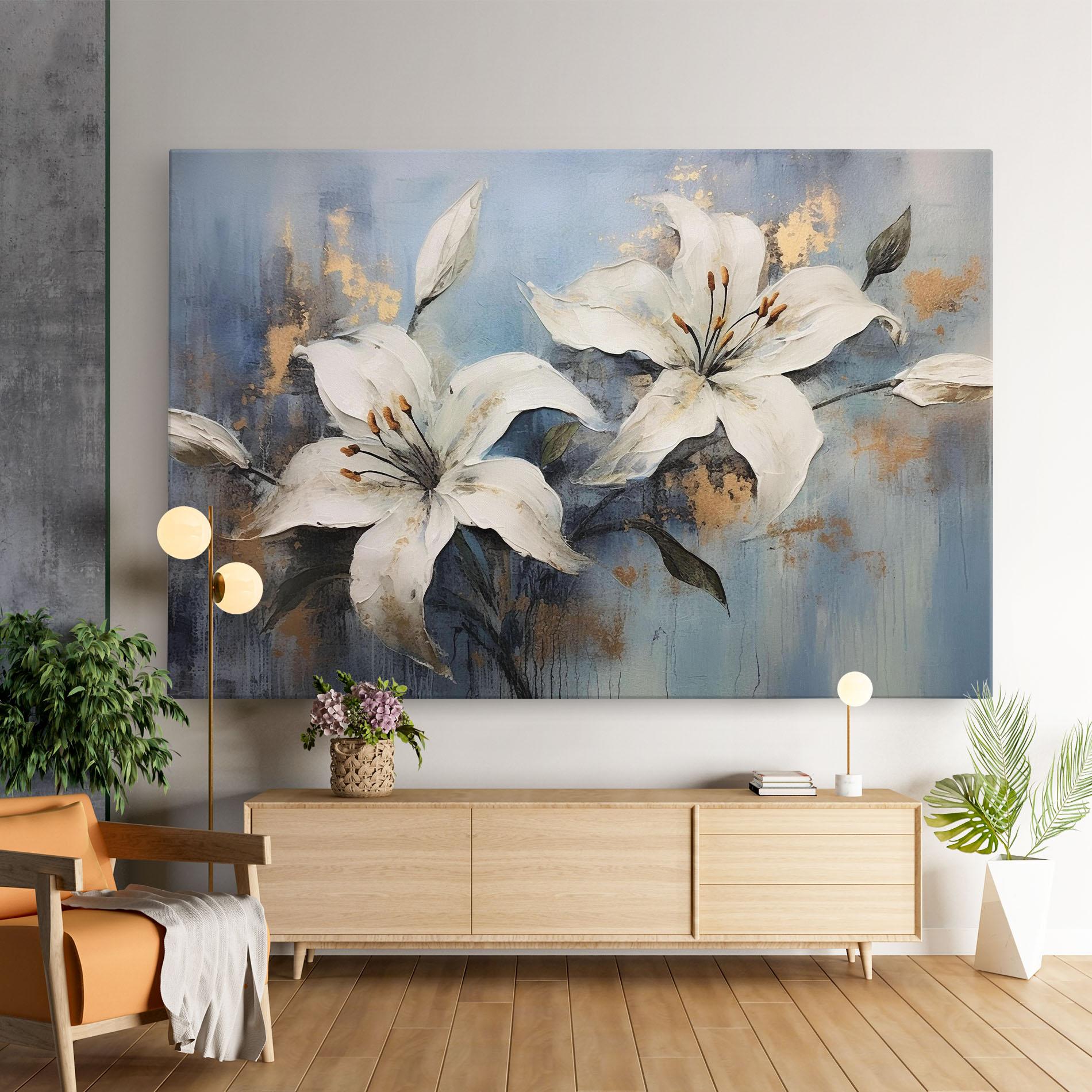 Vászonkép Gold Lily Painting mockup 9
