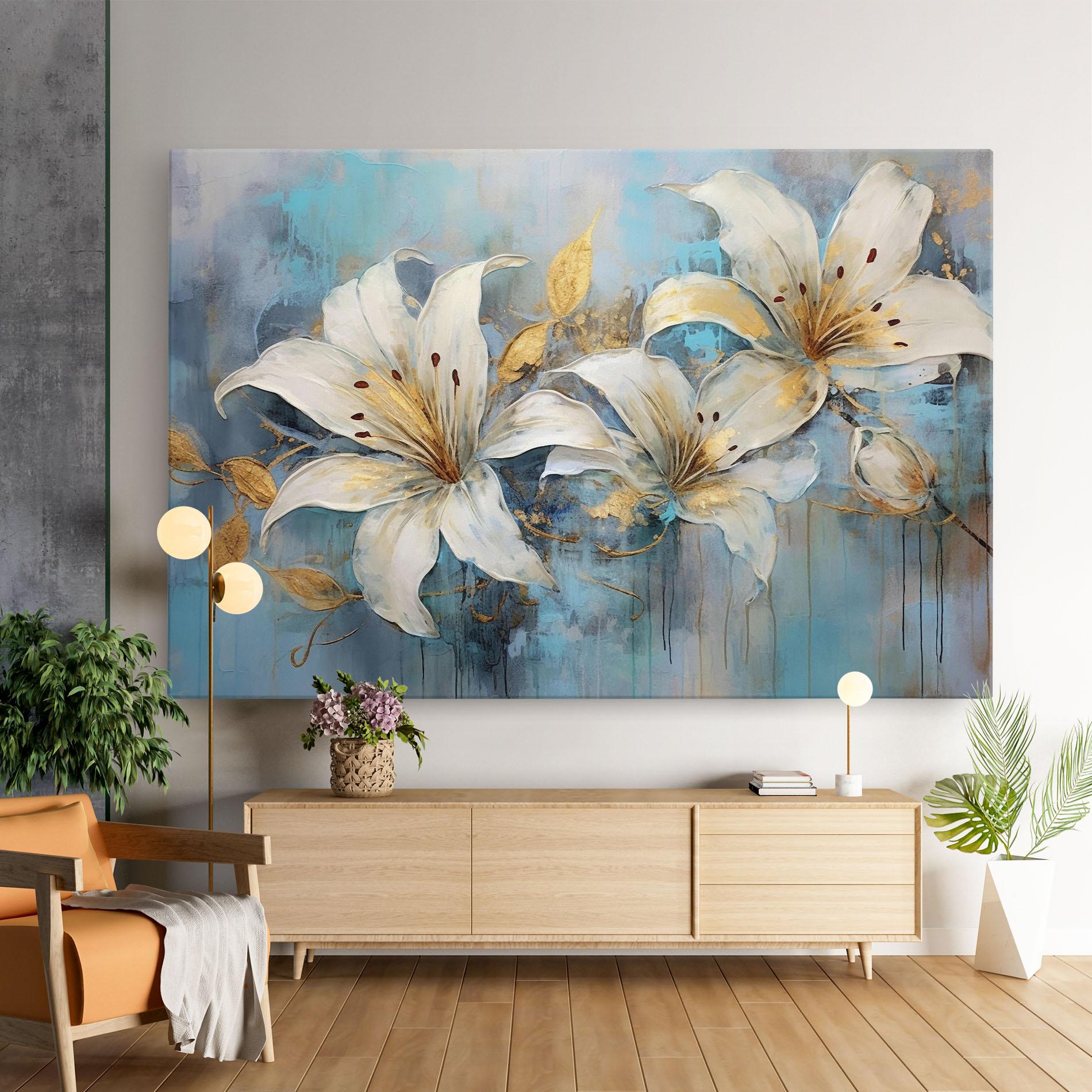 Vászonkép Lily With Gold Painting mockup 9