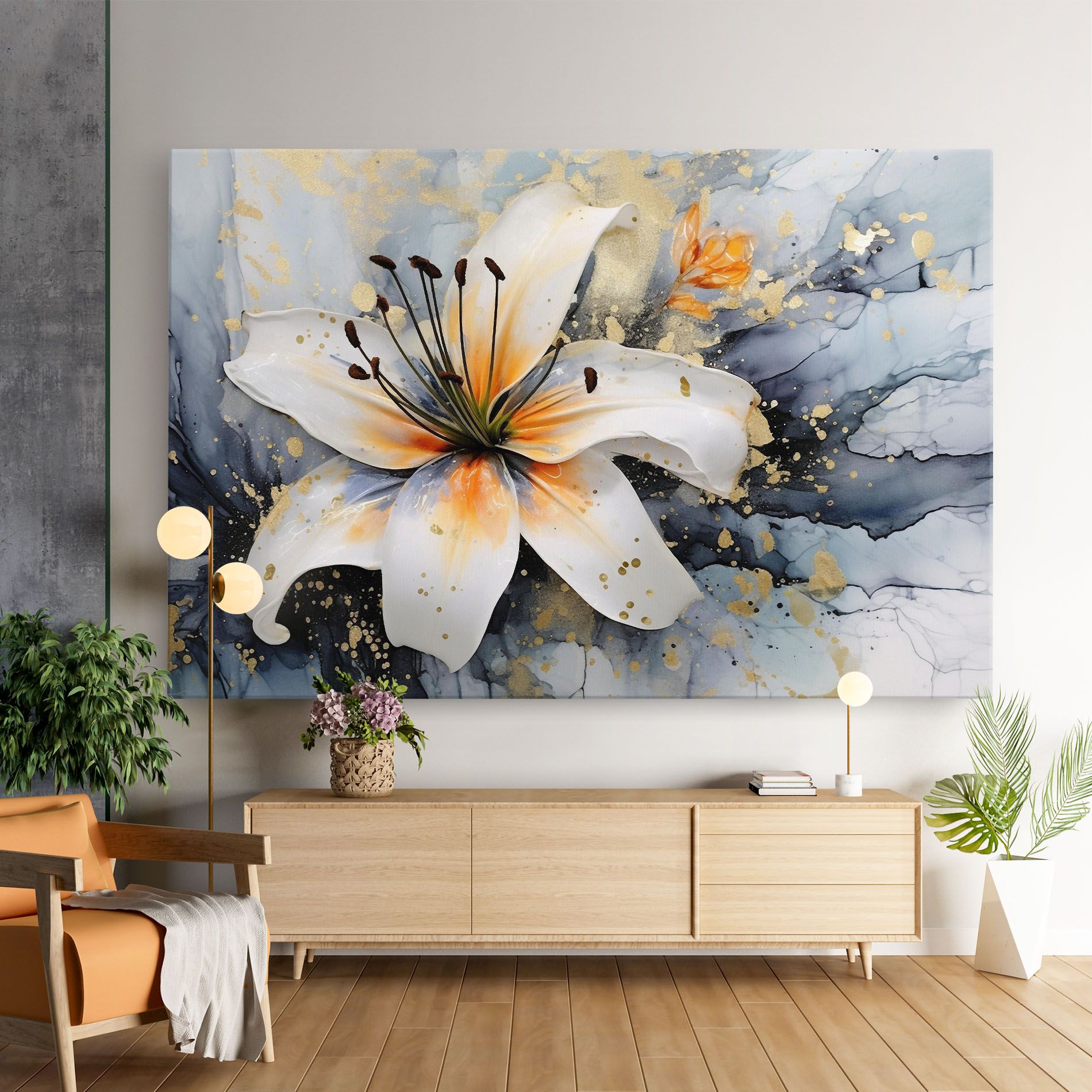 Lily With Orange Painting mockup 9