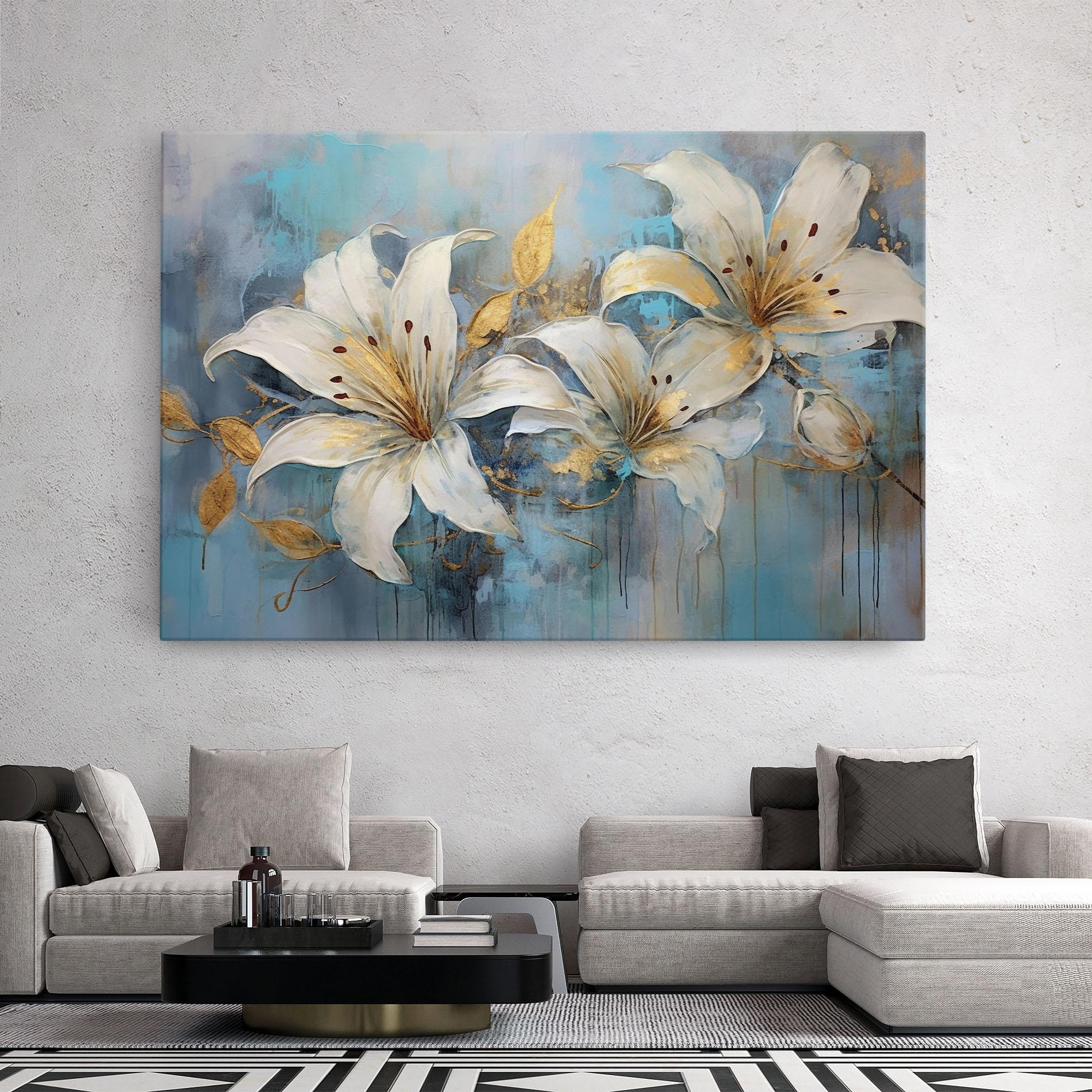 Vászonkép Lily With Gold Painting mockup 2