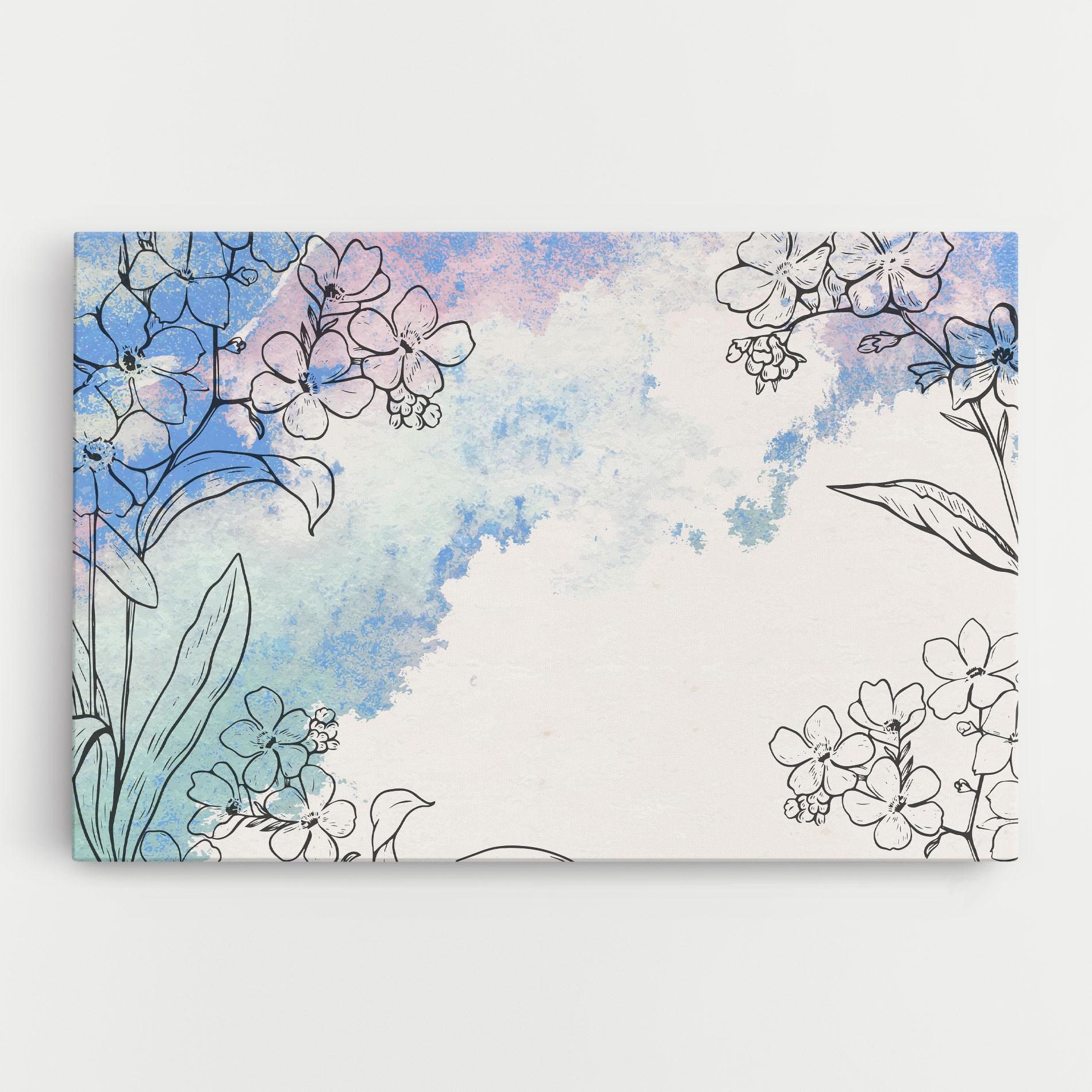 Vászonkép Blue Watercolor Flower mockup 0