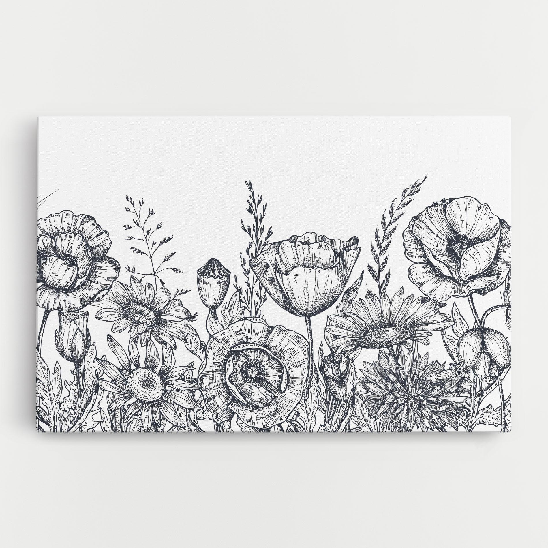 Vászonkép Flower Grey Line mockup 0