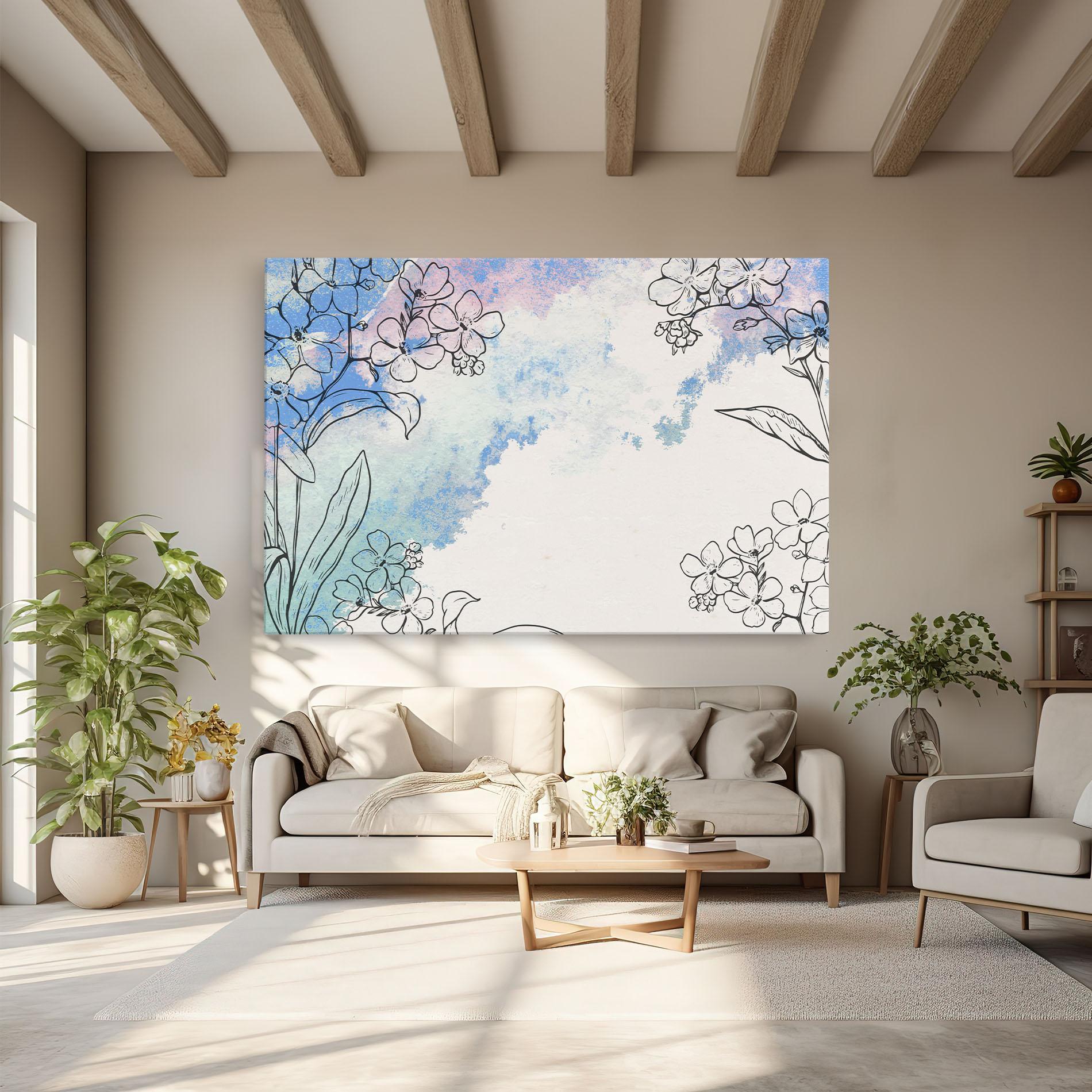 Vászonkép Blue Watercolor Flower mockup 6