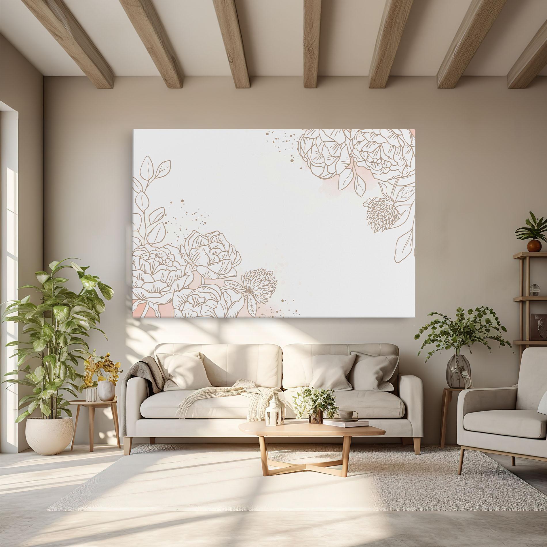 Vászonkép Cream Line Flower mockup 6