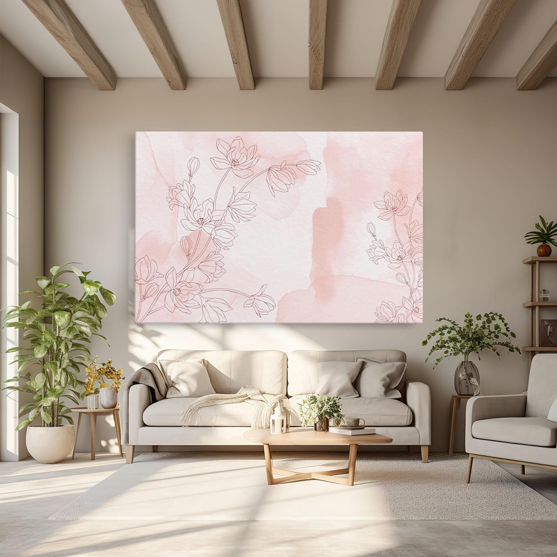 Vászonkép Pink Flower Line mockup 6