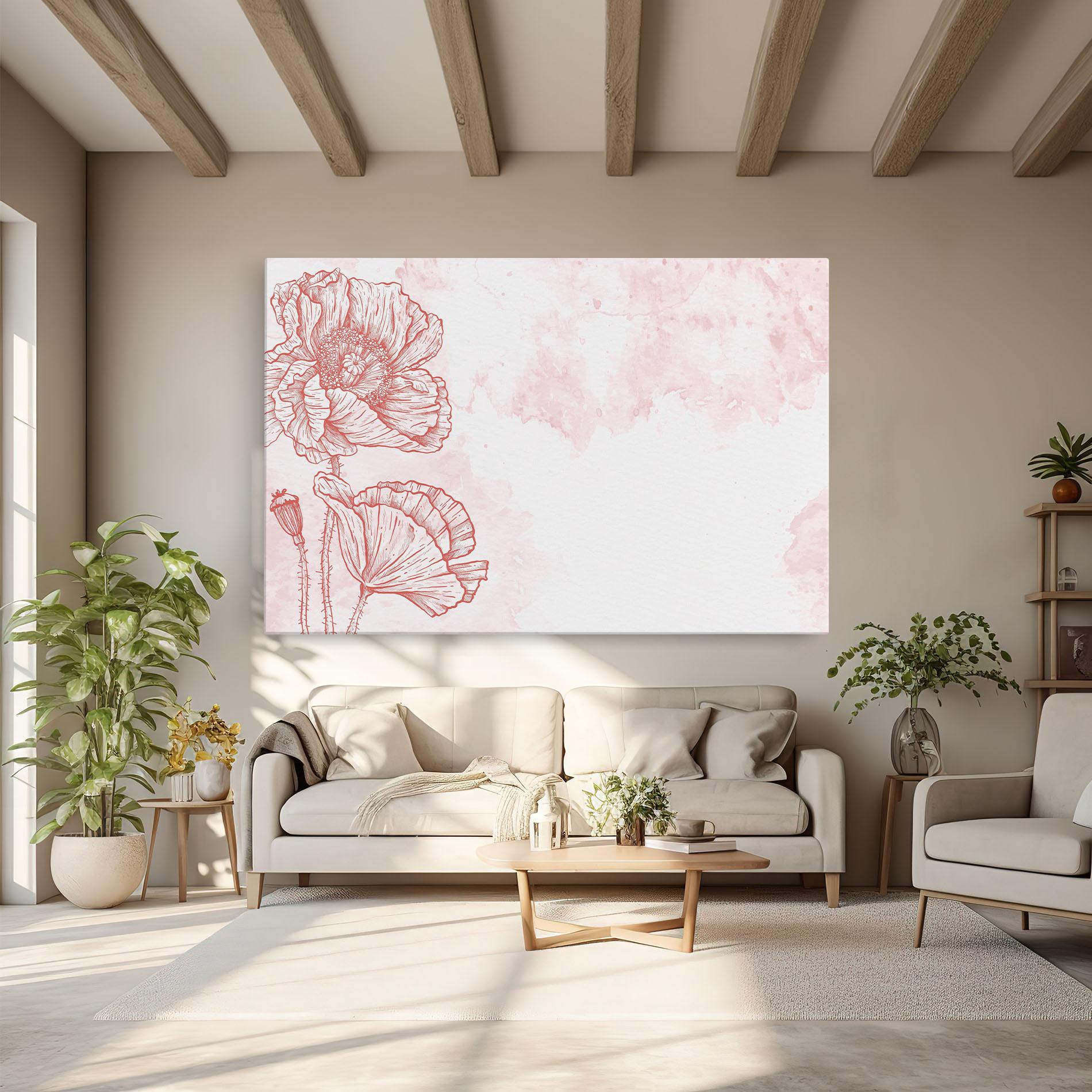 Vászonkép Red Poppy Line mockup 6