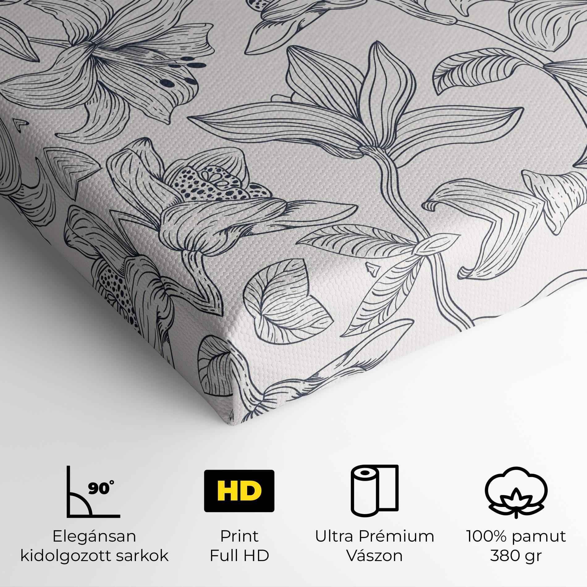 Vászonkép Blue Patern Flower mockup 4