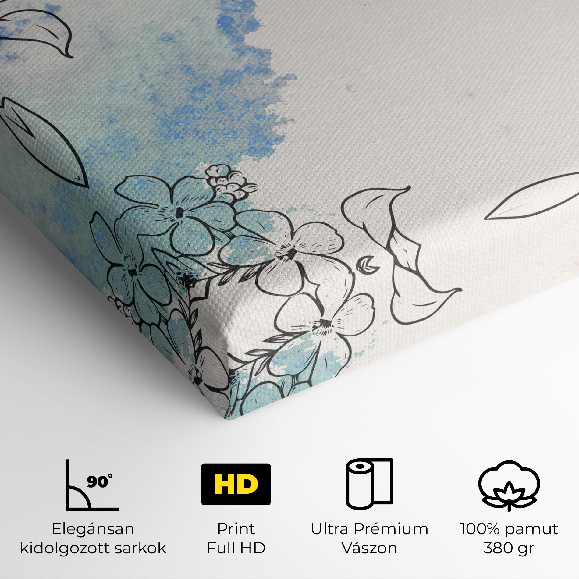 Vászonkép Blue Watercolor Flower mockup 4