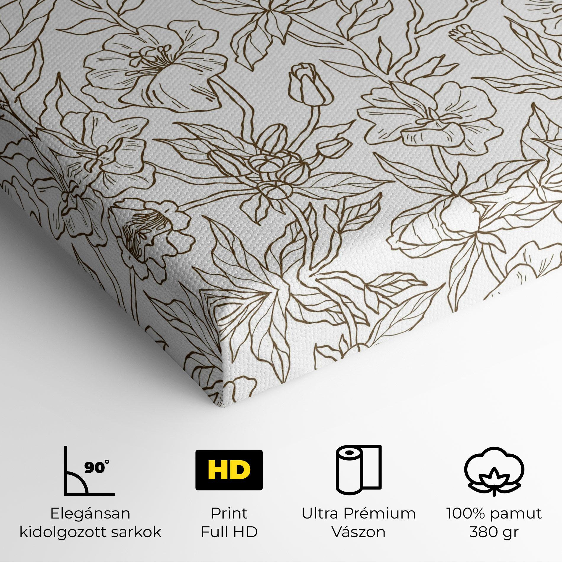 Vászonkép Cream Line Flowers mockup 4