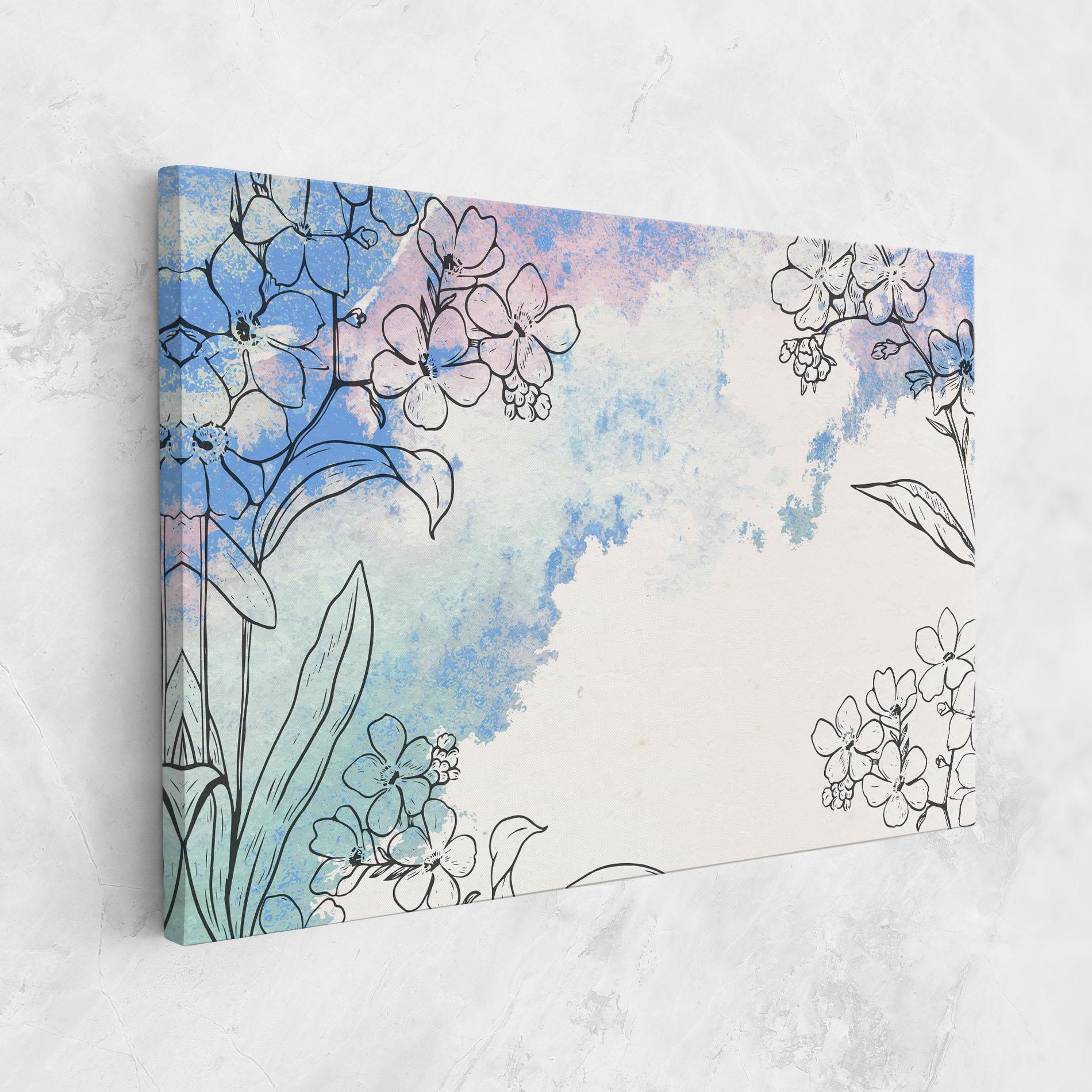 Vászonkép Blue Watercolor Flower mockup 1